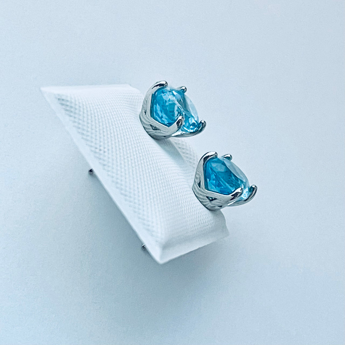 925 Sterling Silver Genuine Blue Topaz Stud Earrings | December Birthstone Silver Earring