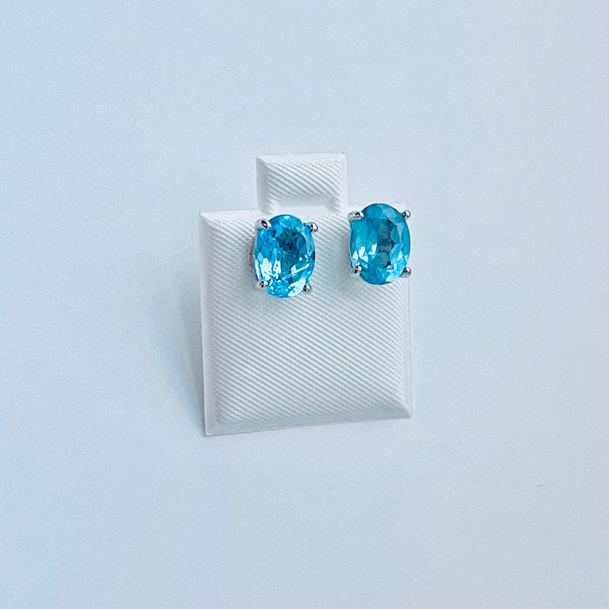 925 Sterling Silver Genuine Blue Topaz Stud Earrings | December Birthstone Silver Earring