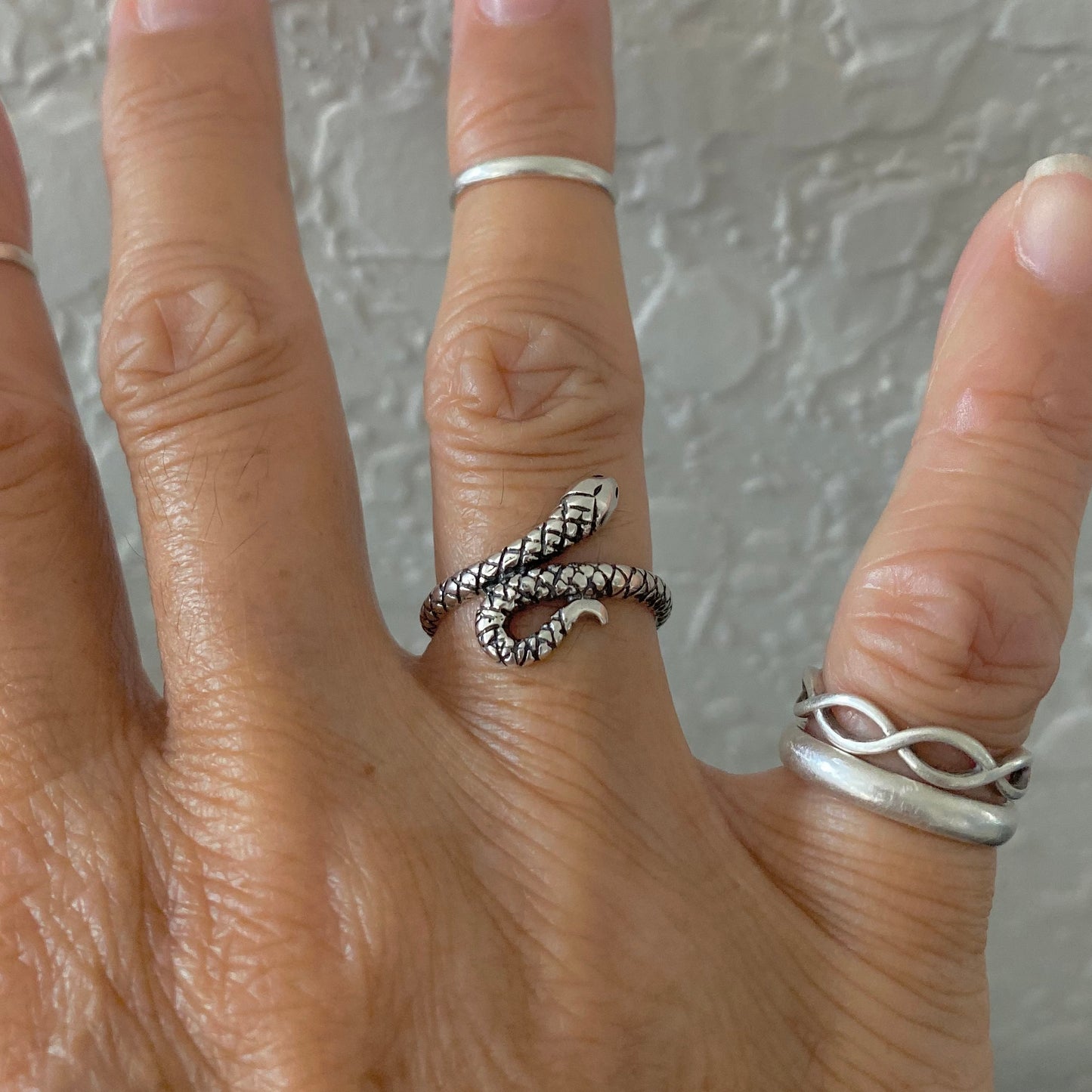 Sterling Silver Small Snake Ring, Reptile Silver Rings, Animal Ring