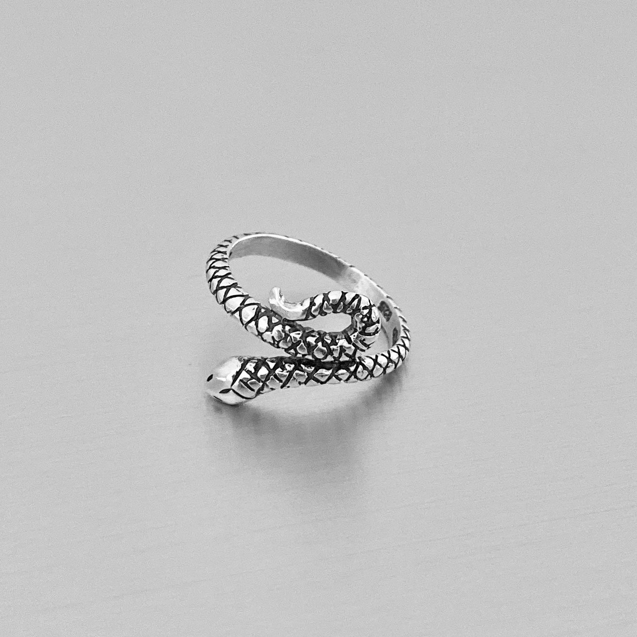 Sterling Silver Small Snake Ring, Reptile Silver Rings, Animal Ring