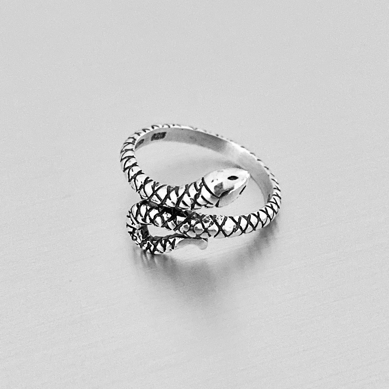 Sterling Silver Small Snake Ring, Reptile Silver Rings, Animal Ring