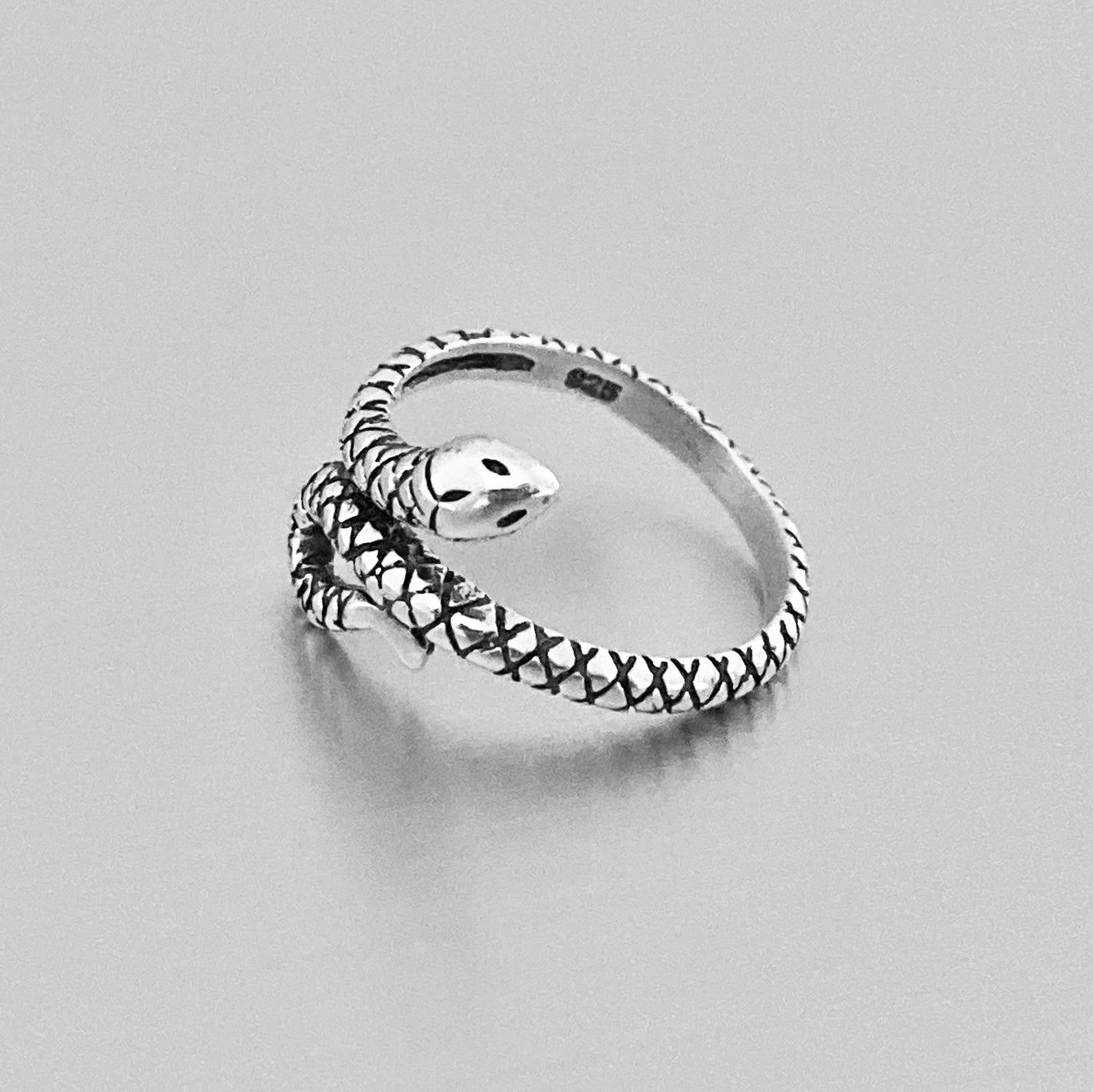 Sterling Silver Small Snake Ring, Reptile Silver Rings, Animal Ring