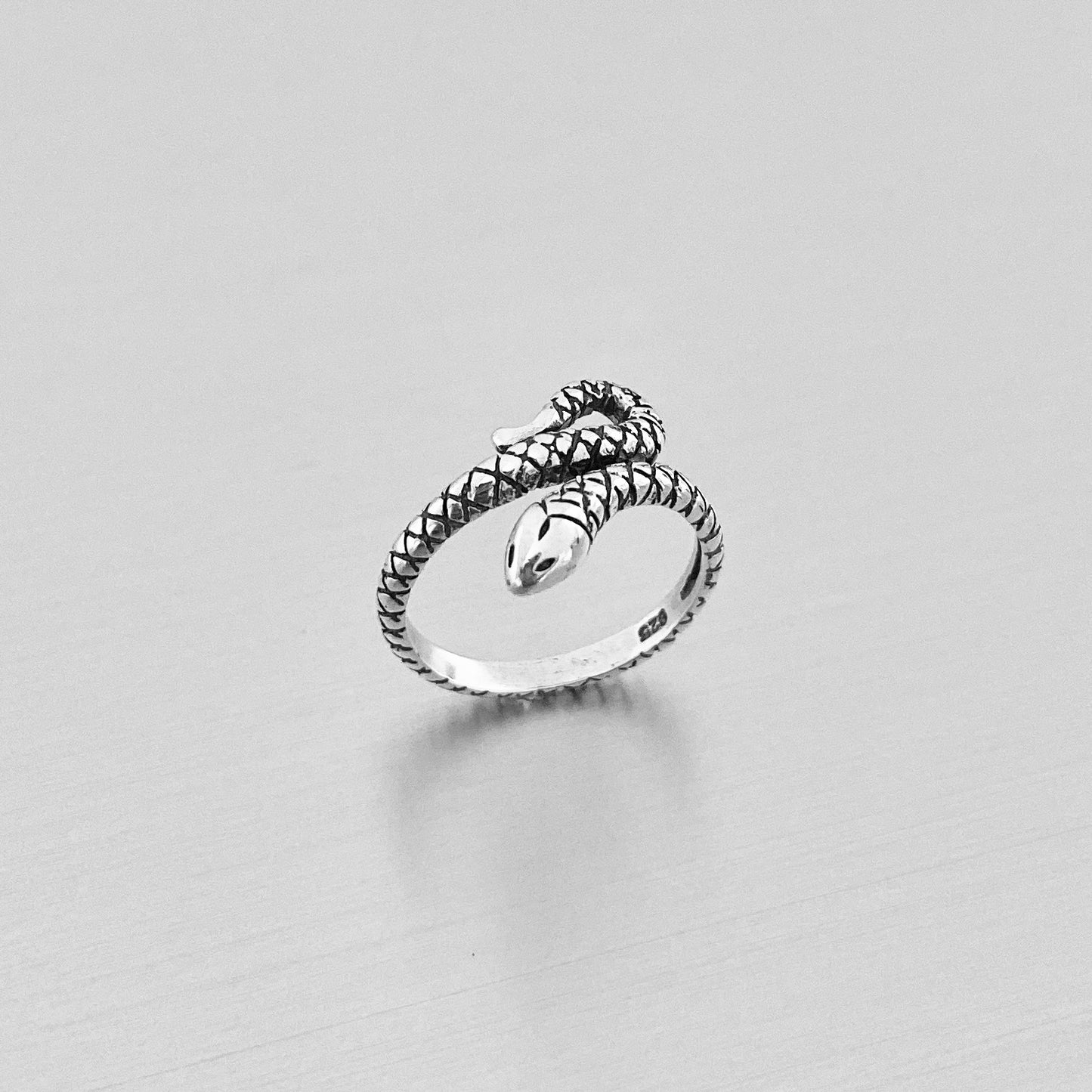 Sterling Silver Small Snake Ring, Reptile Silver Rings, Animal Ring