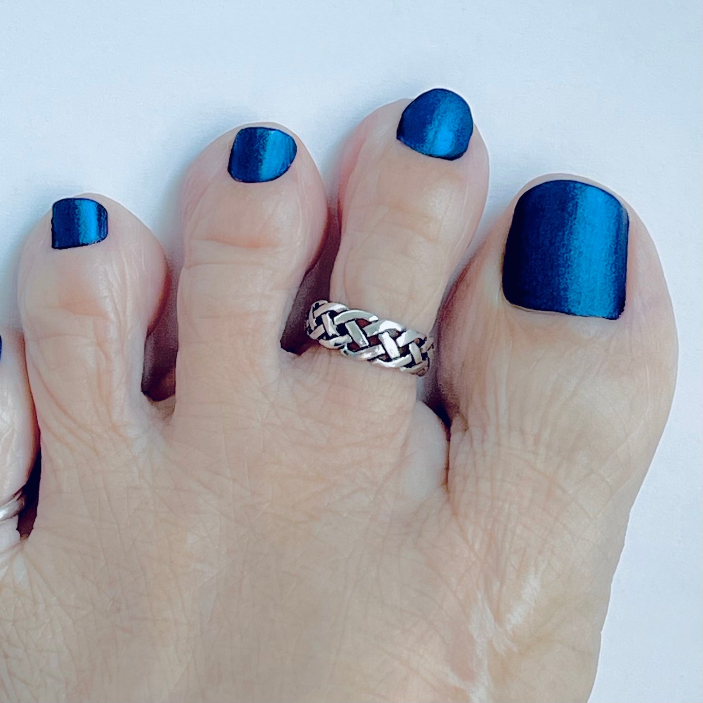 Sterling Silver Celtic Woven Braid Toe Ring | Midi Pinky Silver Band Rings