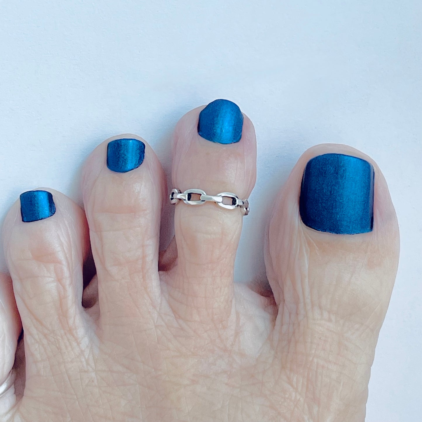 Sterling Silver Round Chain Link Toe Ring | Dainty Midi Pinky Silver Rings
