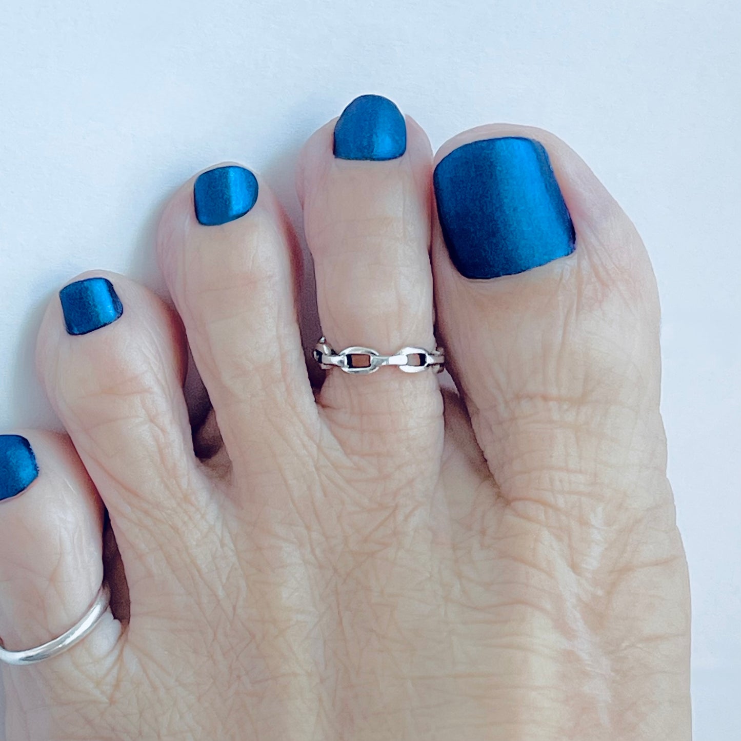 Sterling Silver Round Chain Link Toe Ring | Dainty Midi Pinky Silver Rings