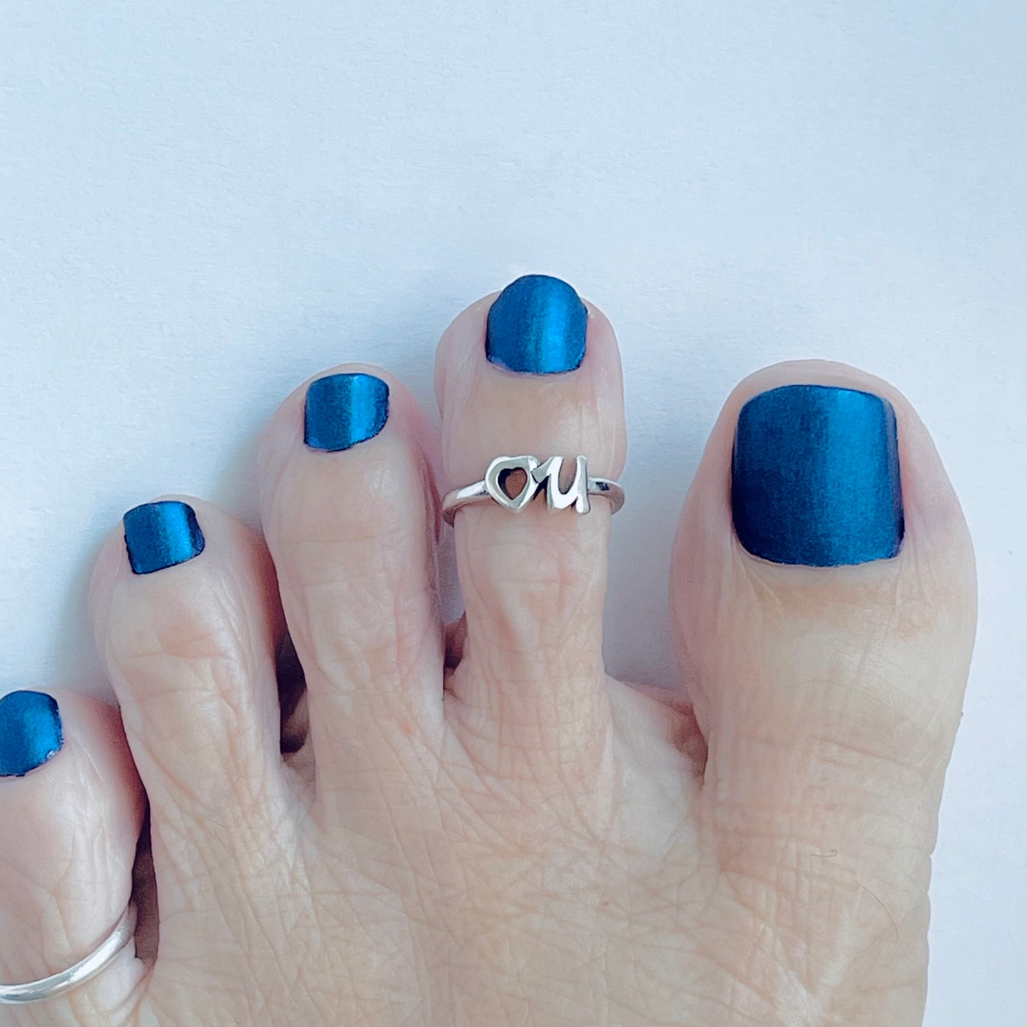 925 Sterling Silver Dainty Heart You Toe Ring | I love You Midi Pinky Silver Rings
