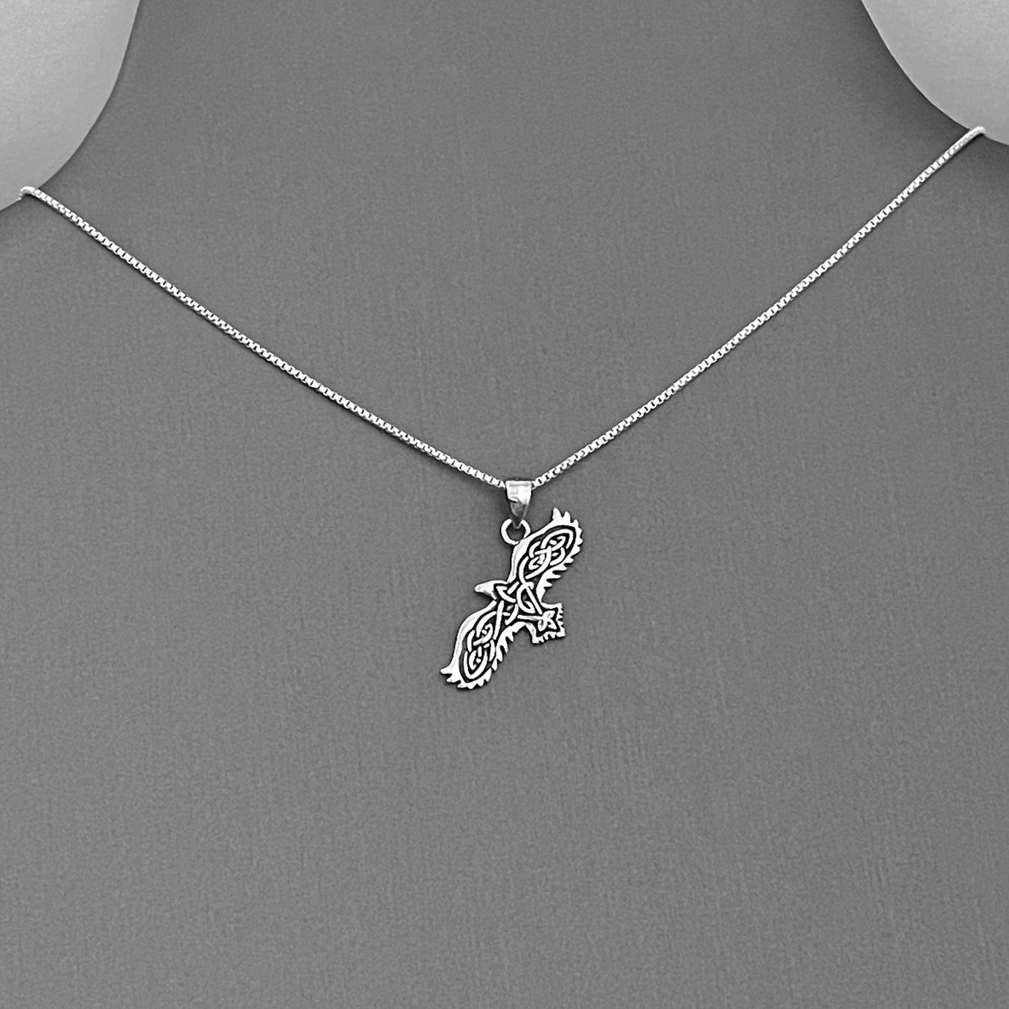 Sterling Silver Small Celtic Bird Necklace, Minimalist Silver Necklaces, Animal Chains