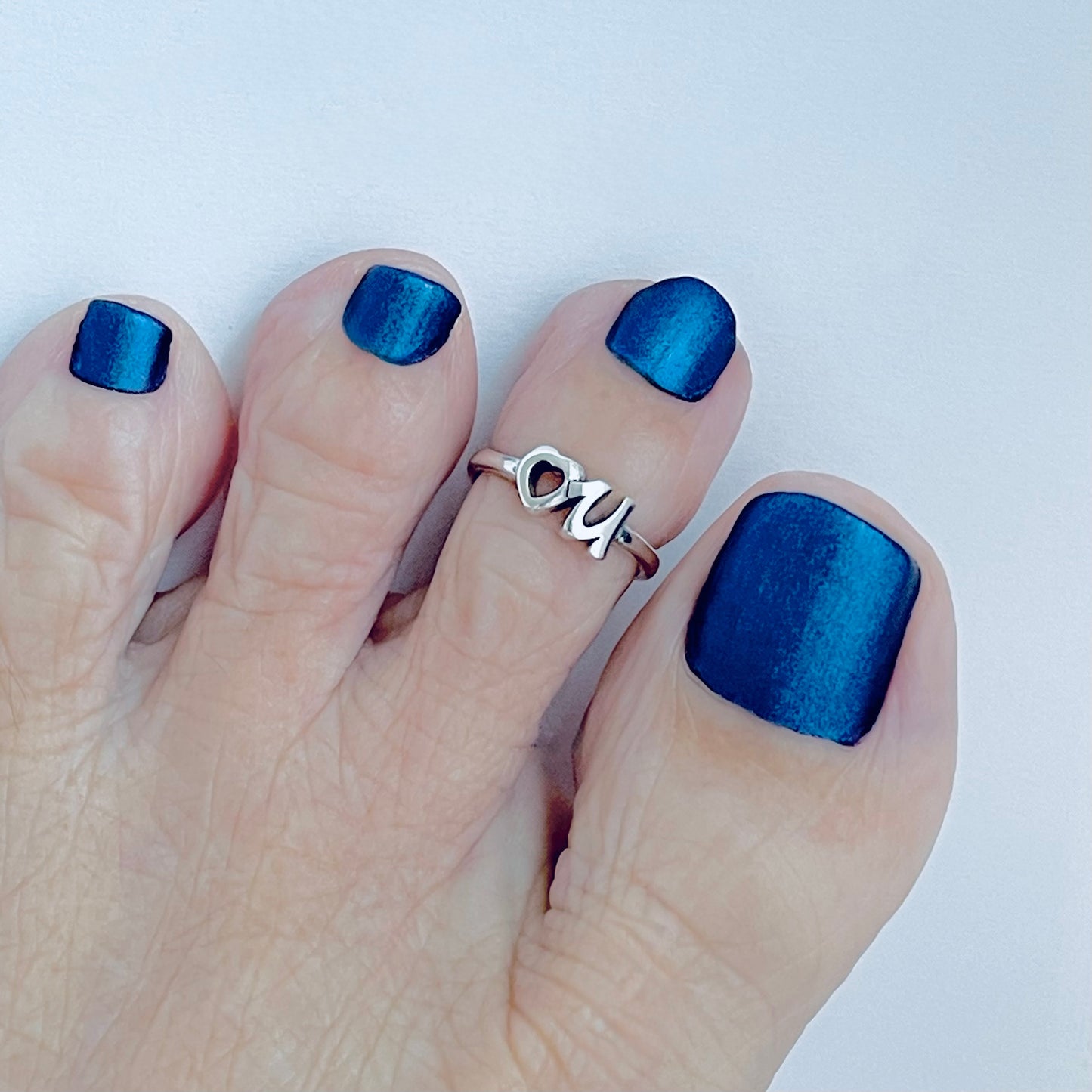 925 Sterling Silver Dainty Heart You Toe Ring | I love You Midi Pinky Silver Rings