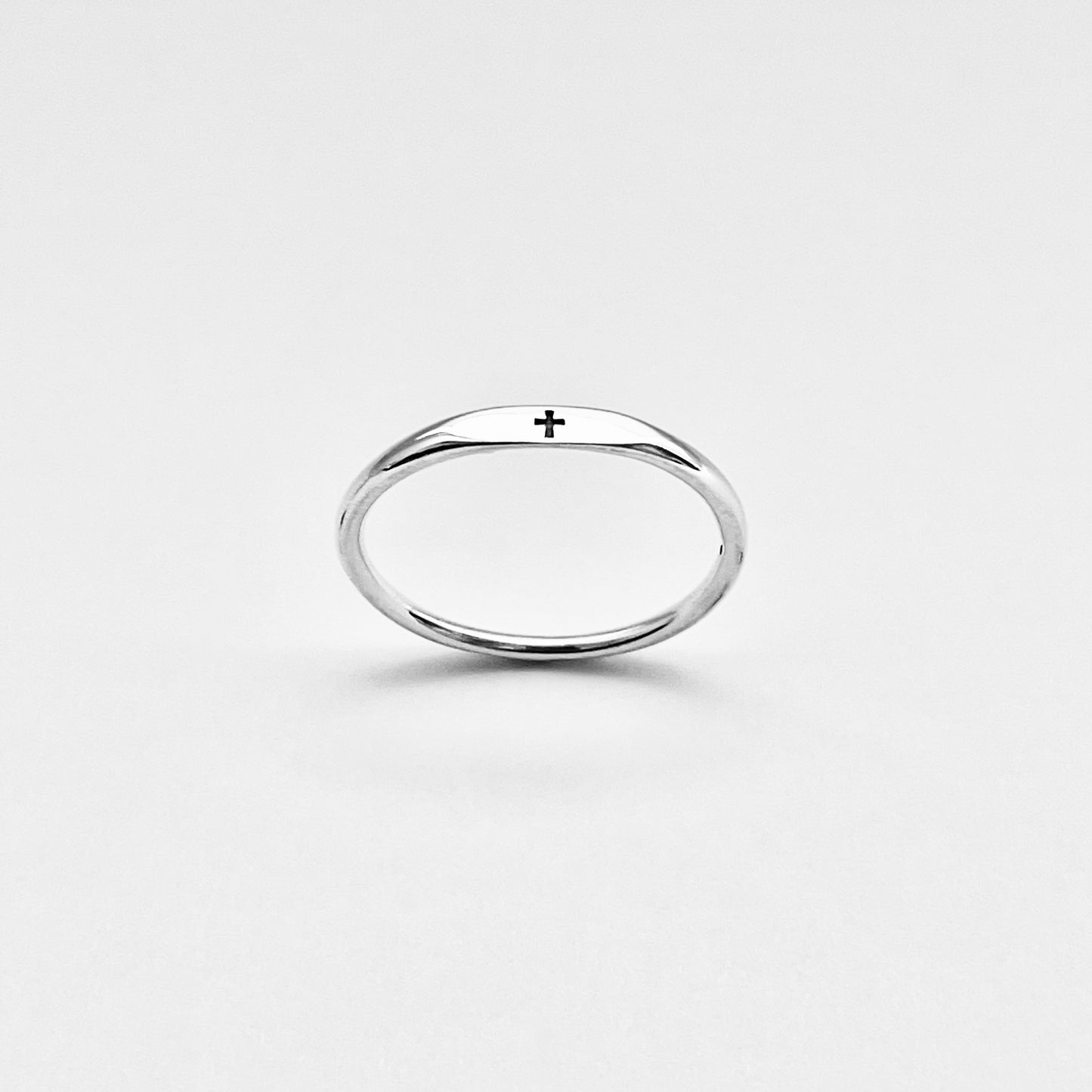 Sterling Silver Tiny Cross Ring – Minimalist Religious Faith Silver Rings