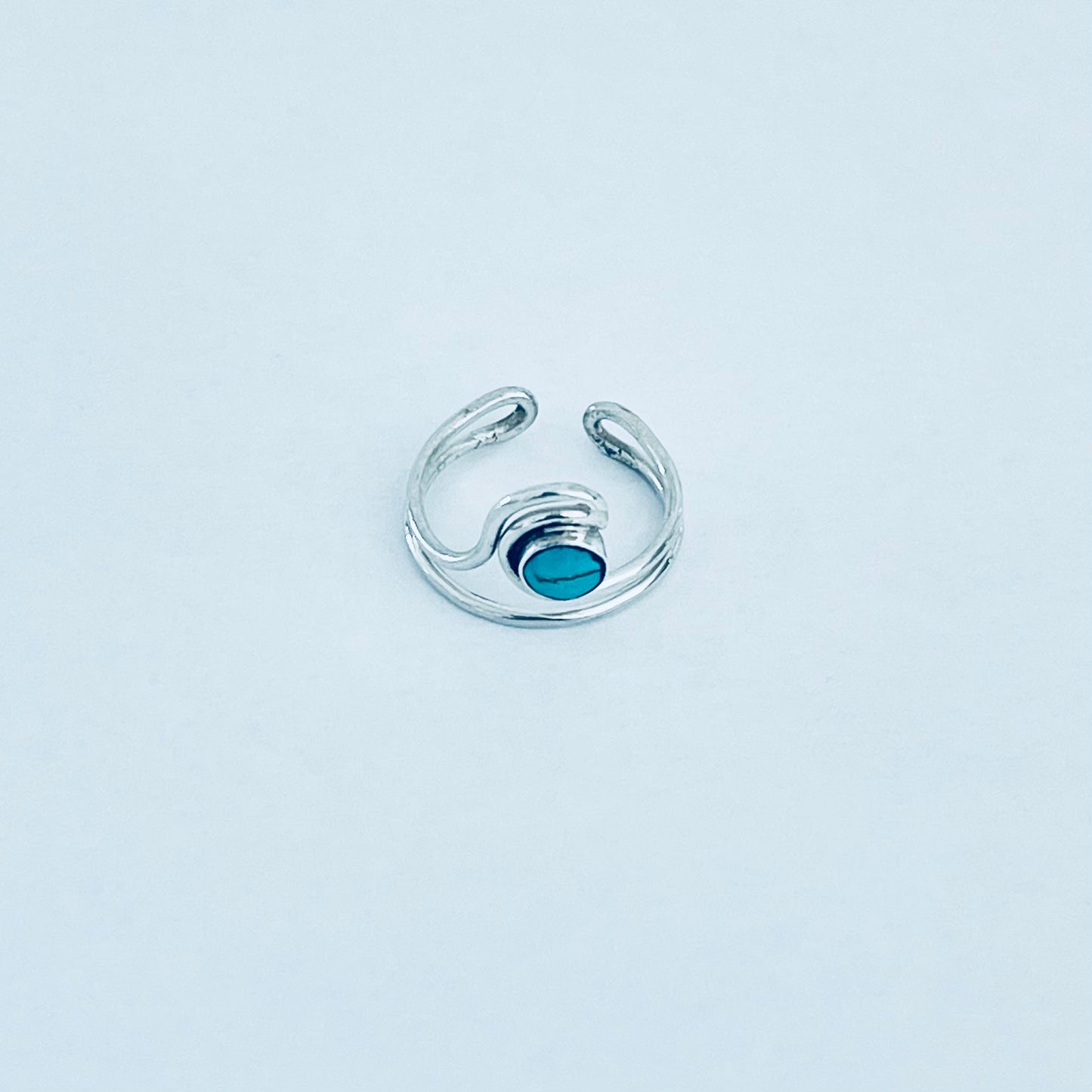 Sterling Silver Wave Genuine Turquoise Toe Ring – Ocean Waves Surfer Rings