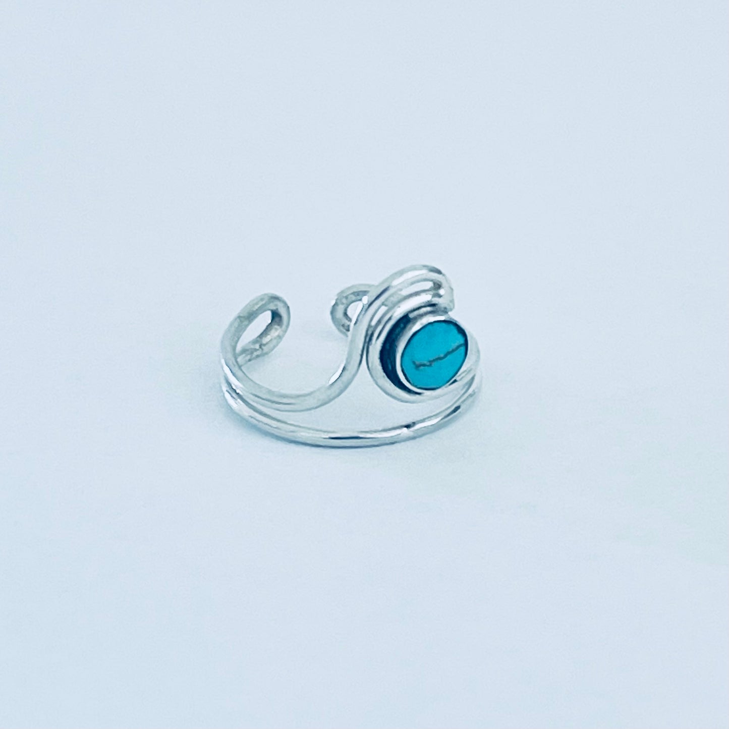 Sterling Silver Wave Genuine Turquoise Toe Ring – Ocean Waves Surfer Rings