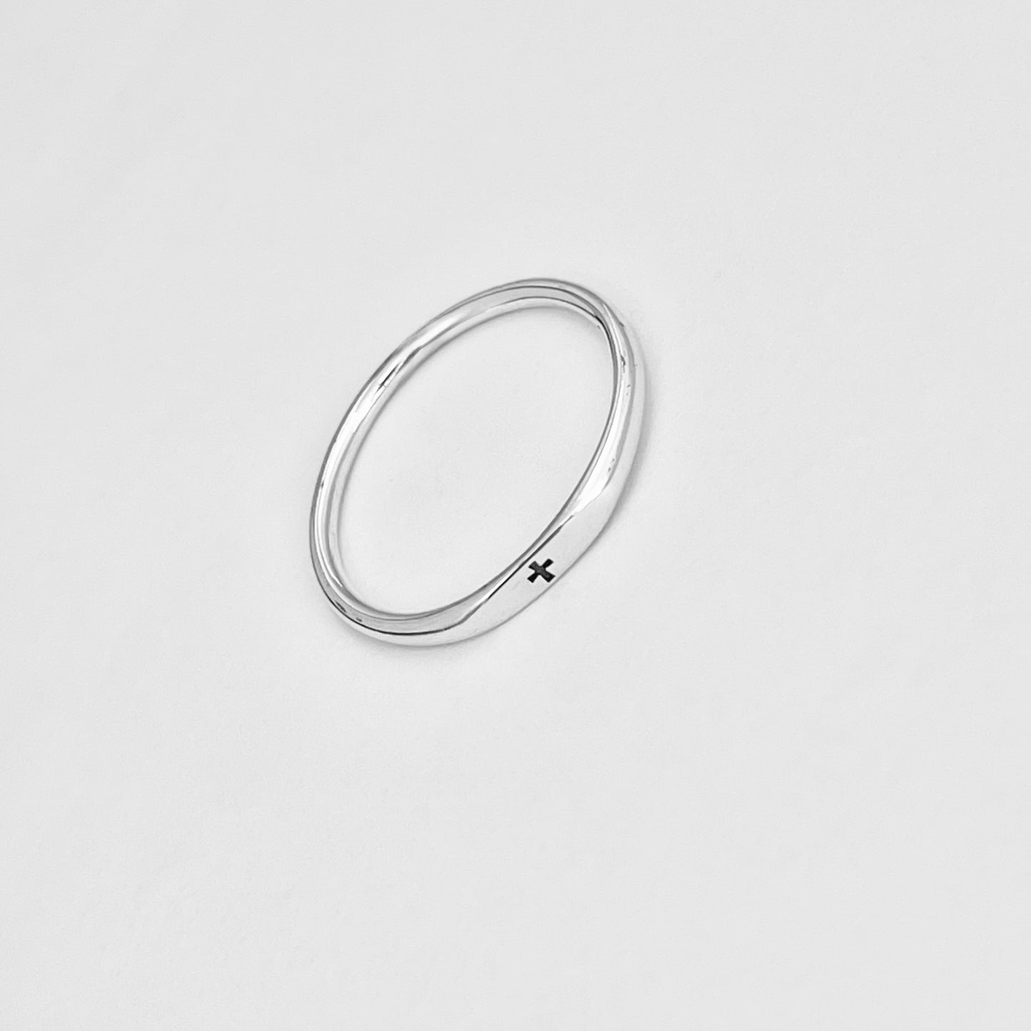 Sterling Silver Tiny Cross Ring – Minimalist Religious Faith Silver Rings