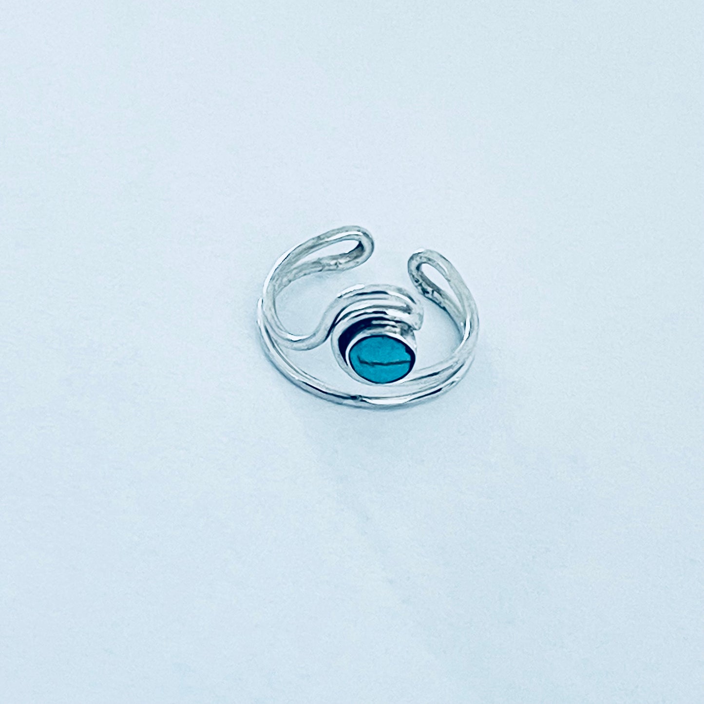 Sterling Silver Wave Genuine Turquoise Toe Ring – Ocean Waves Surfer Rings