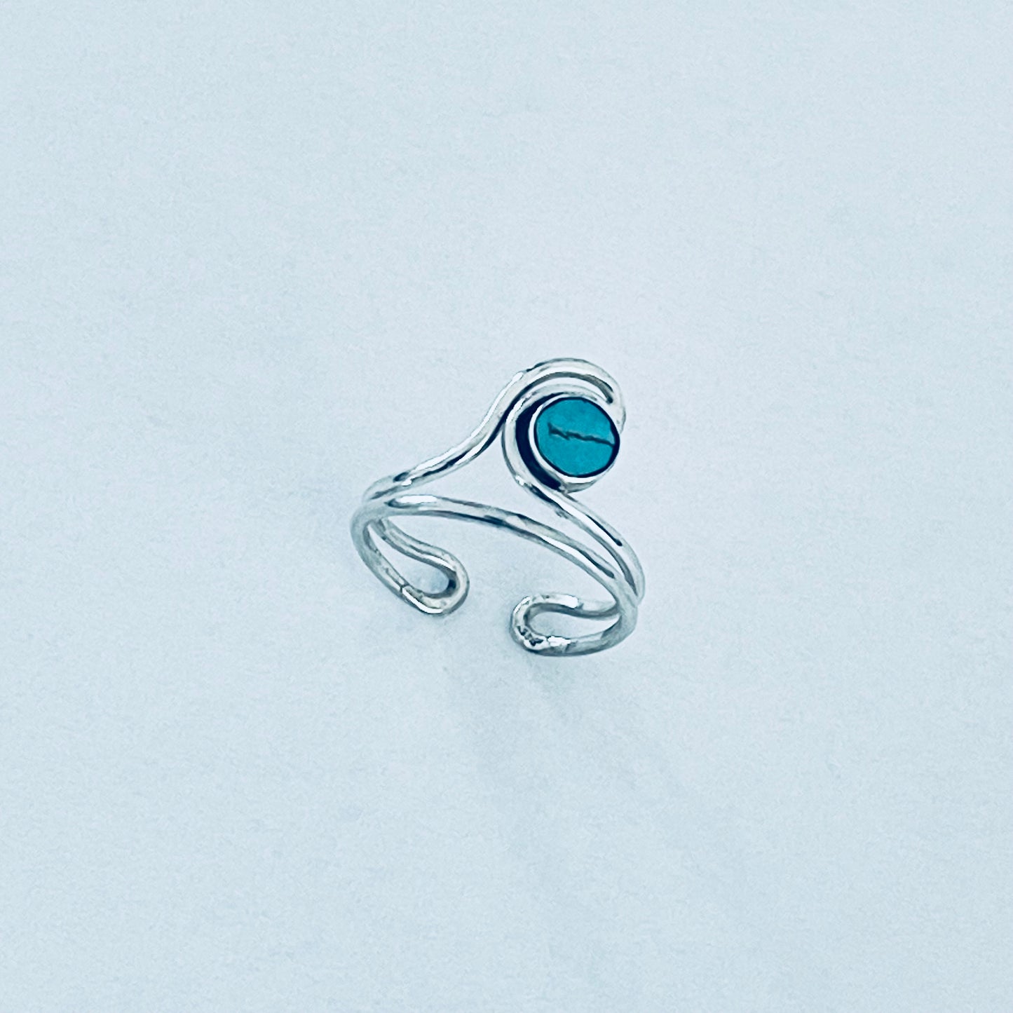 Sterling Silver Wave Genuine Turquoise Toe Ring – Ocean Waves Surfer Rings