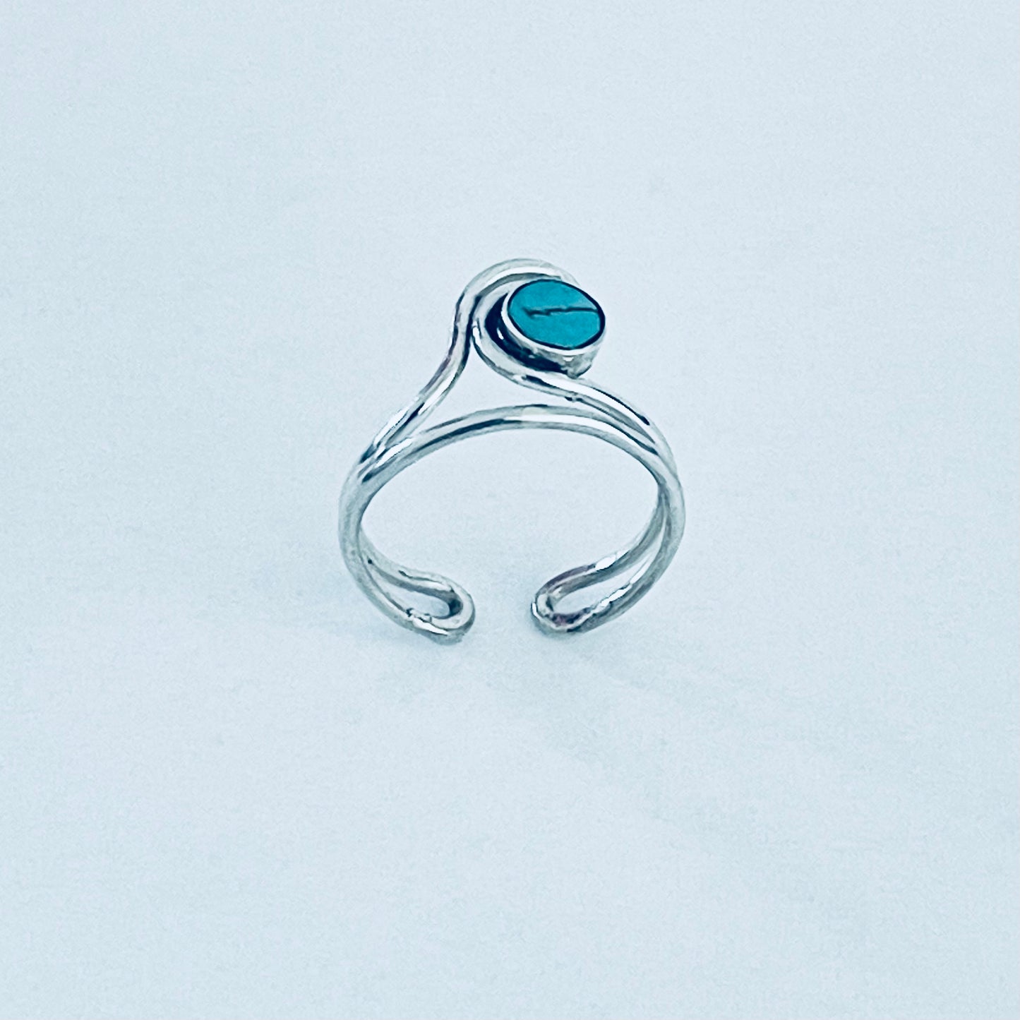 Sterling Silver Wave Genuine Turquoise Toe Ring – Ocean Waves Surfer Rings