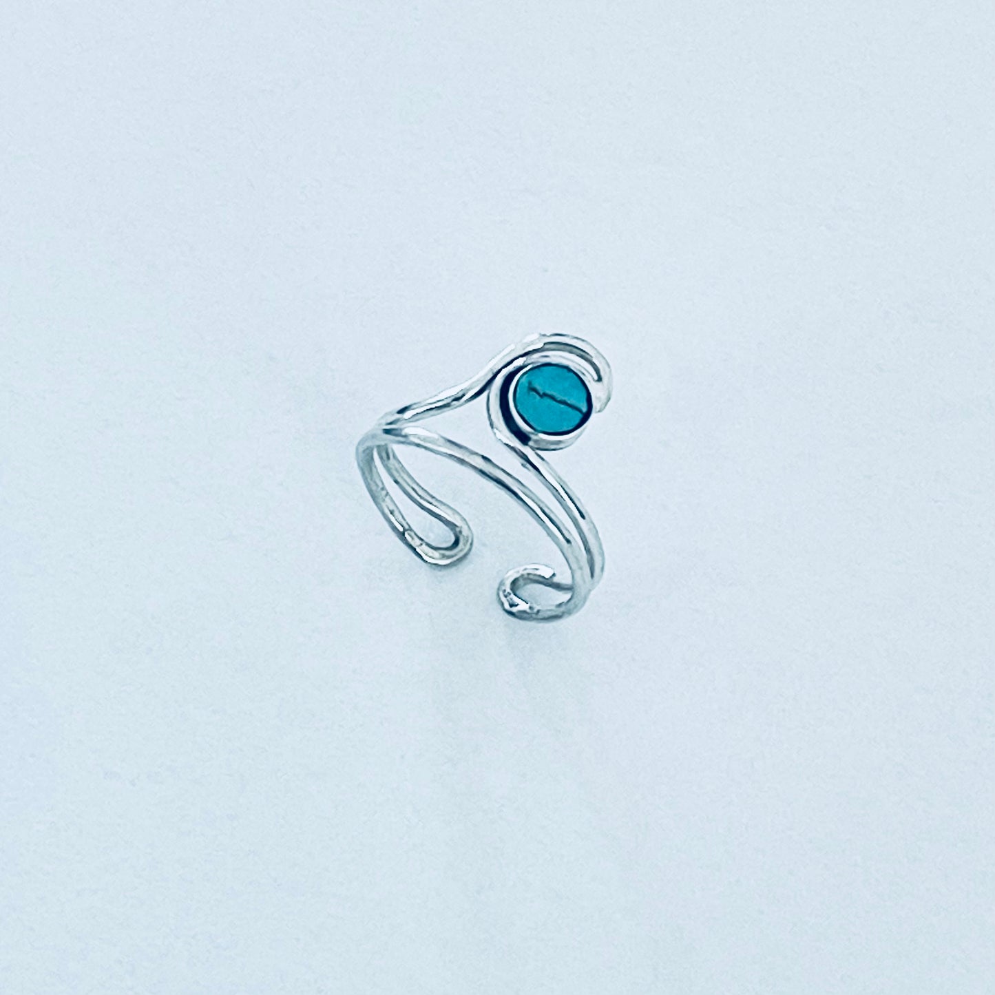 Sterling Silver Wave Genuine Turquoise Toe Ring – Ocean Waves Surfer Rings