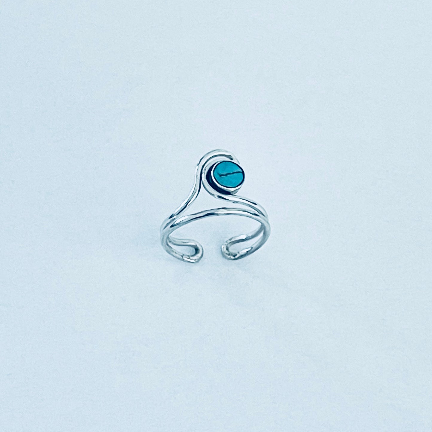 Sterling Silver Wave Genuine Turquoise Toe Ring – Ocean Waves Surfer Rings