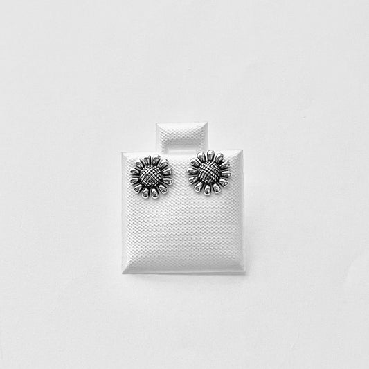 Sterling Silver Gerbera Daisy Stud Earrings – Sunflower Floral Silver Earring