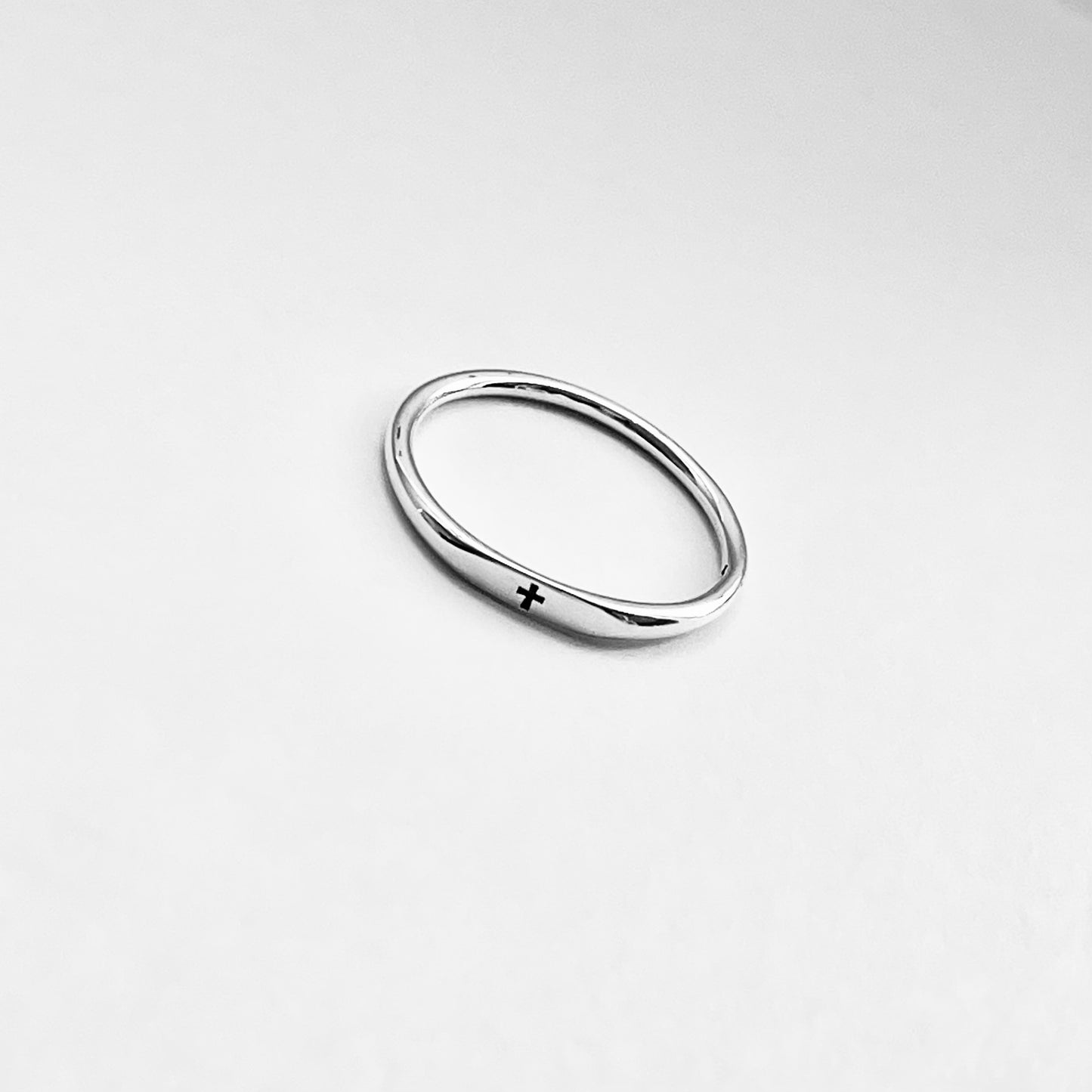 Sterling Silver Tiny Cross Ring – Minimalist Religious Faith Silver Rings