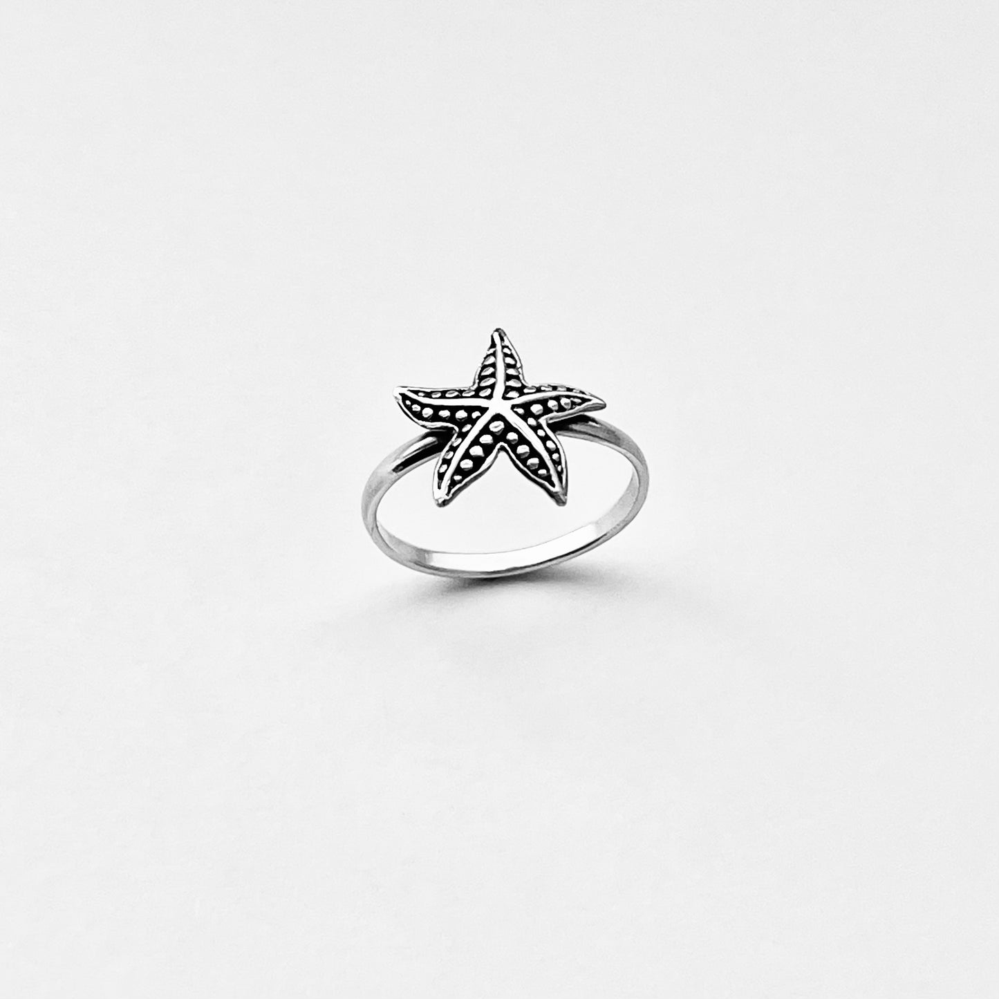 925 Sterling Silver Dainty Starfish Ring | Ocean Beach Sea Animal Silver Rings
