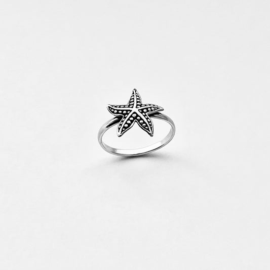 925 Sterling Silver Dainty Starfish Ring | Ocean Beach Sea Animal Silver Rings