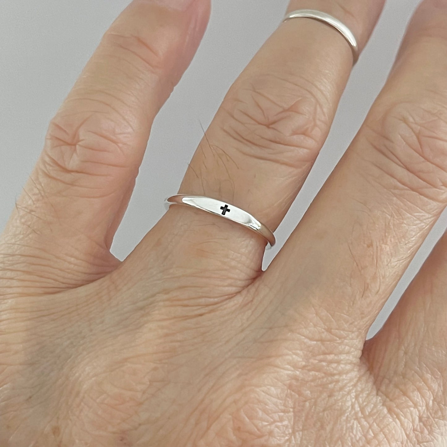 Sterling Silver Little Tiny Cross Ring, Minimalist Ring, Religious Ring, Silver Rings