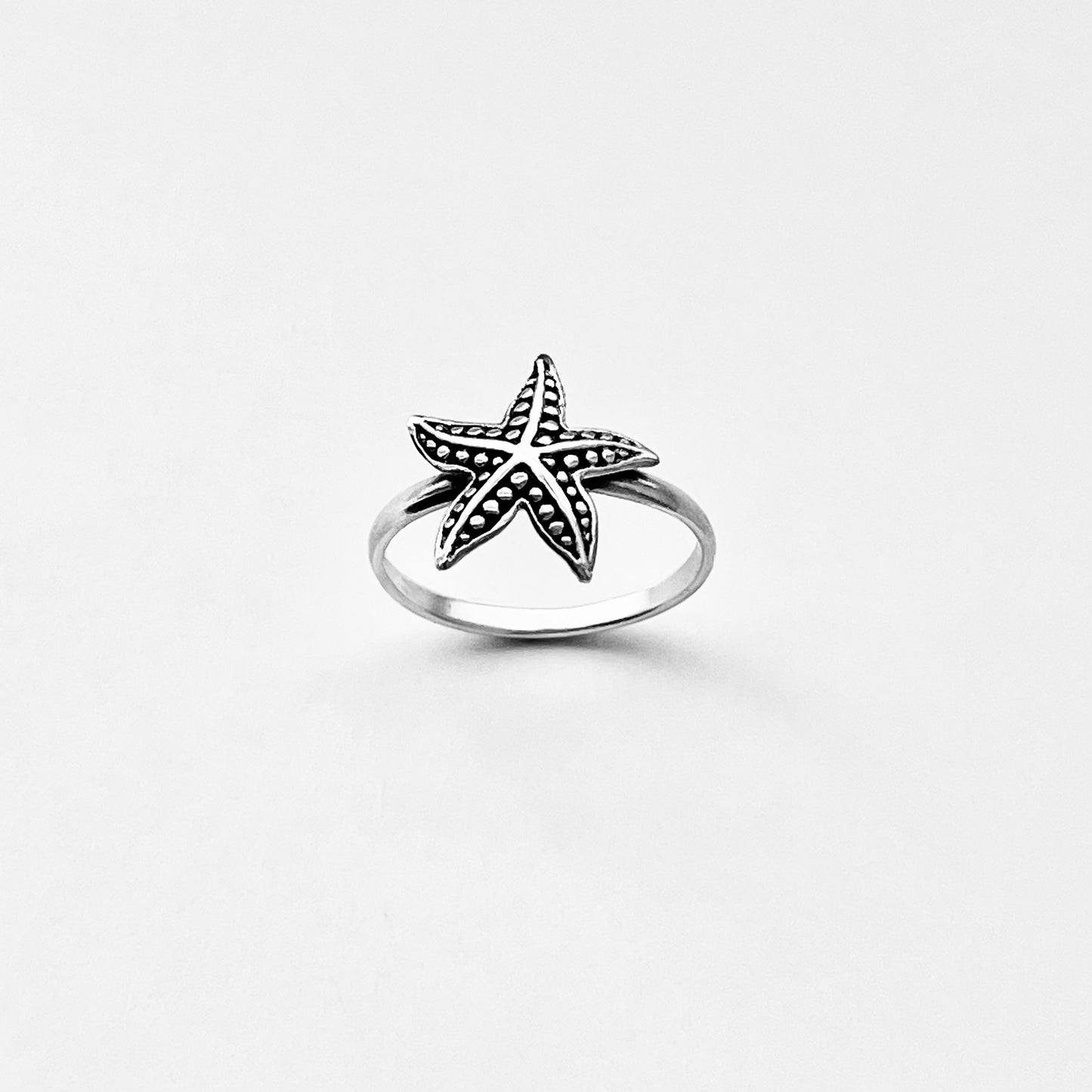 925 Sterling Silver Dainty Starfish Ring | Ocean Beach Sea Animal Silver Rings