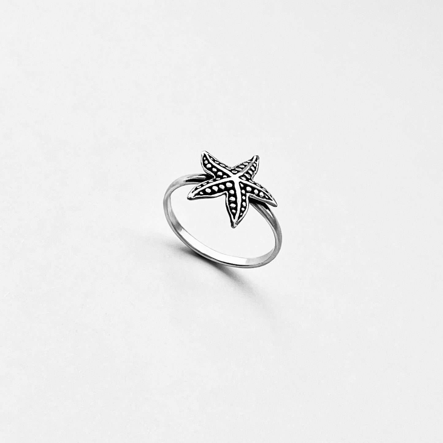 925 Sterling Silver Dainty Starfish Ring | Ocean Beach Sea Animal Silver Rings