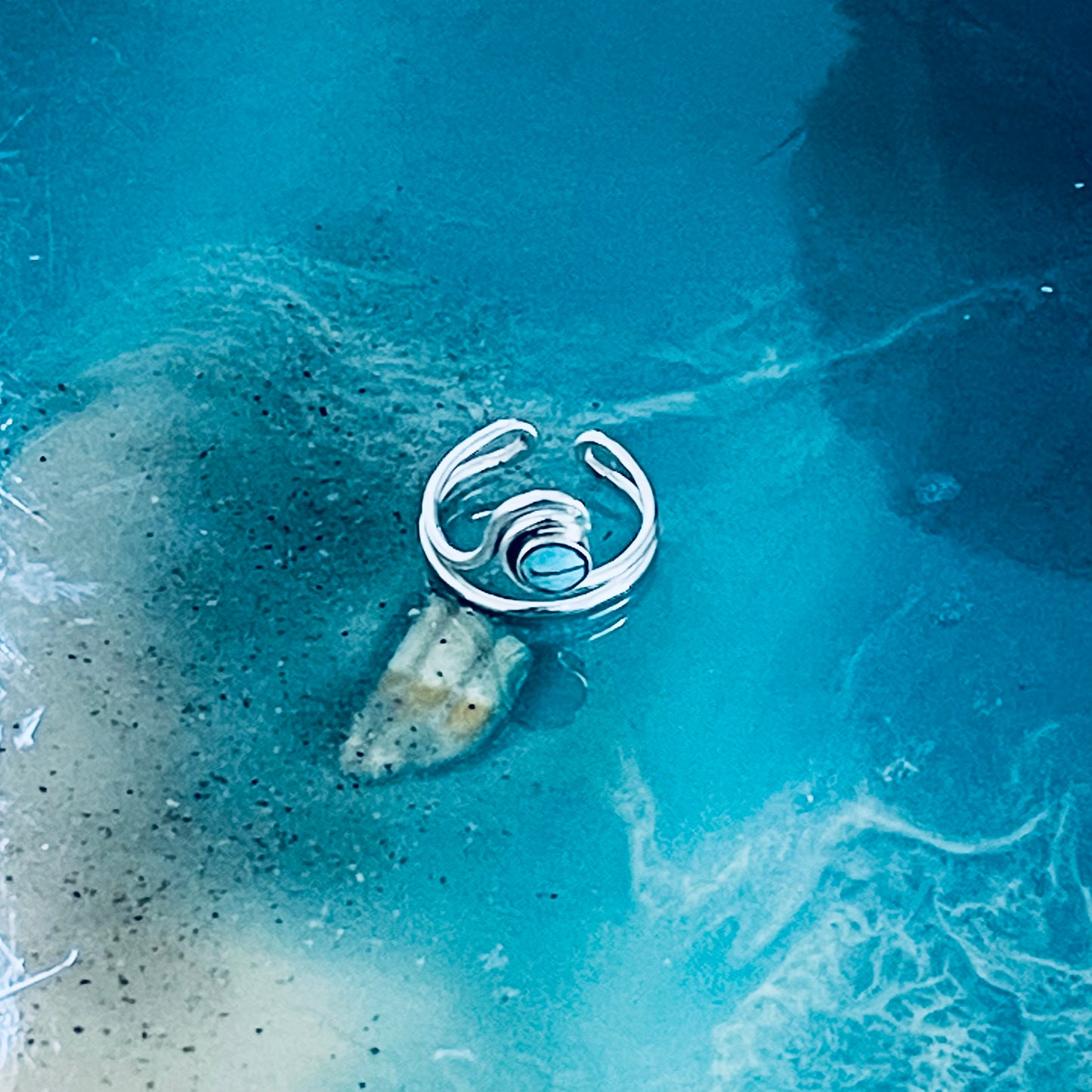 Sterling Silver Wave Genuine Turquoise Toe Ring – Ocean Waves Surfer Rings