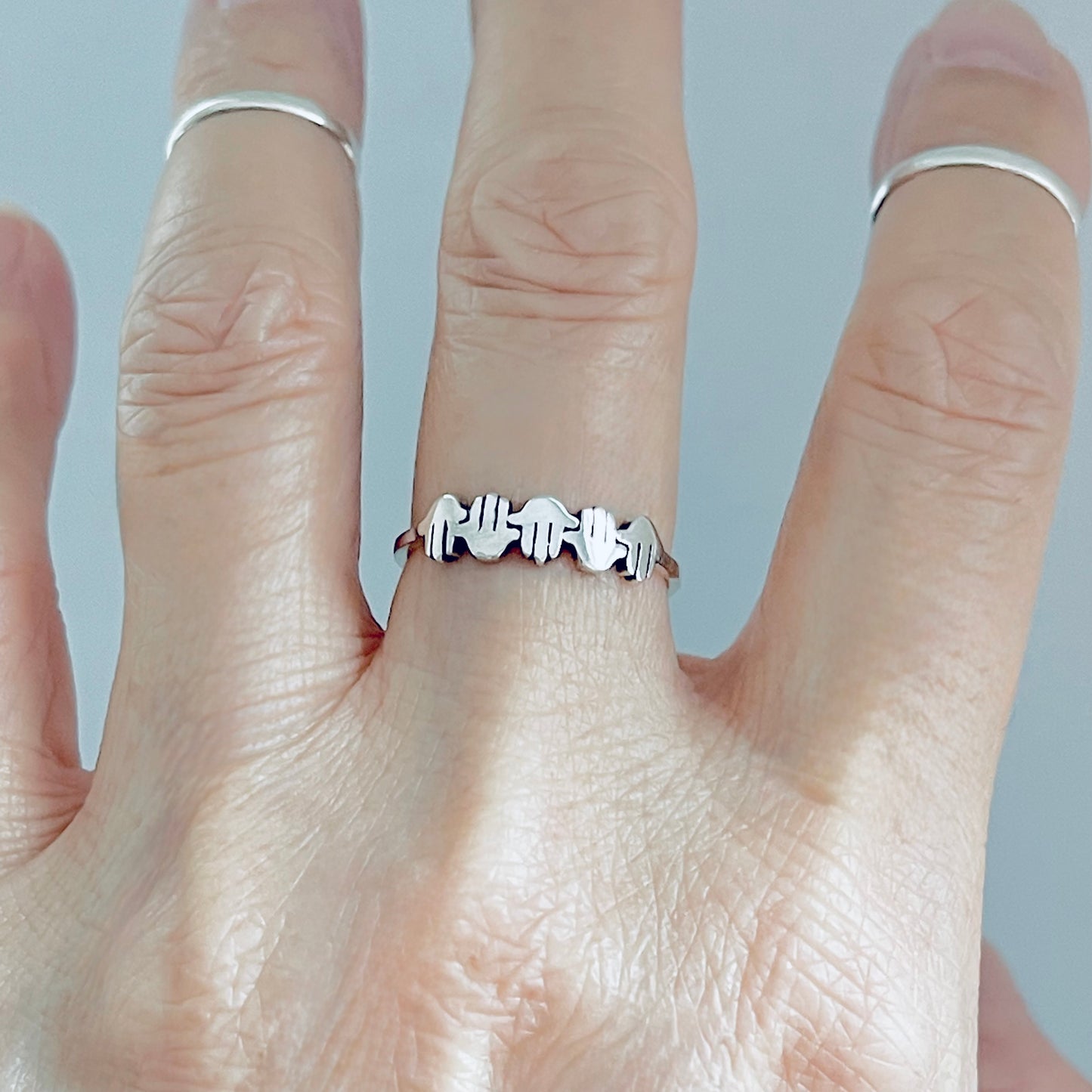 Sterling Silver Little Hamsa Hands Ring | Hand of Fatima Minimalist Religious Rings