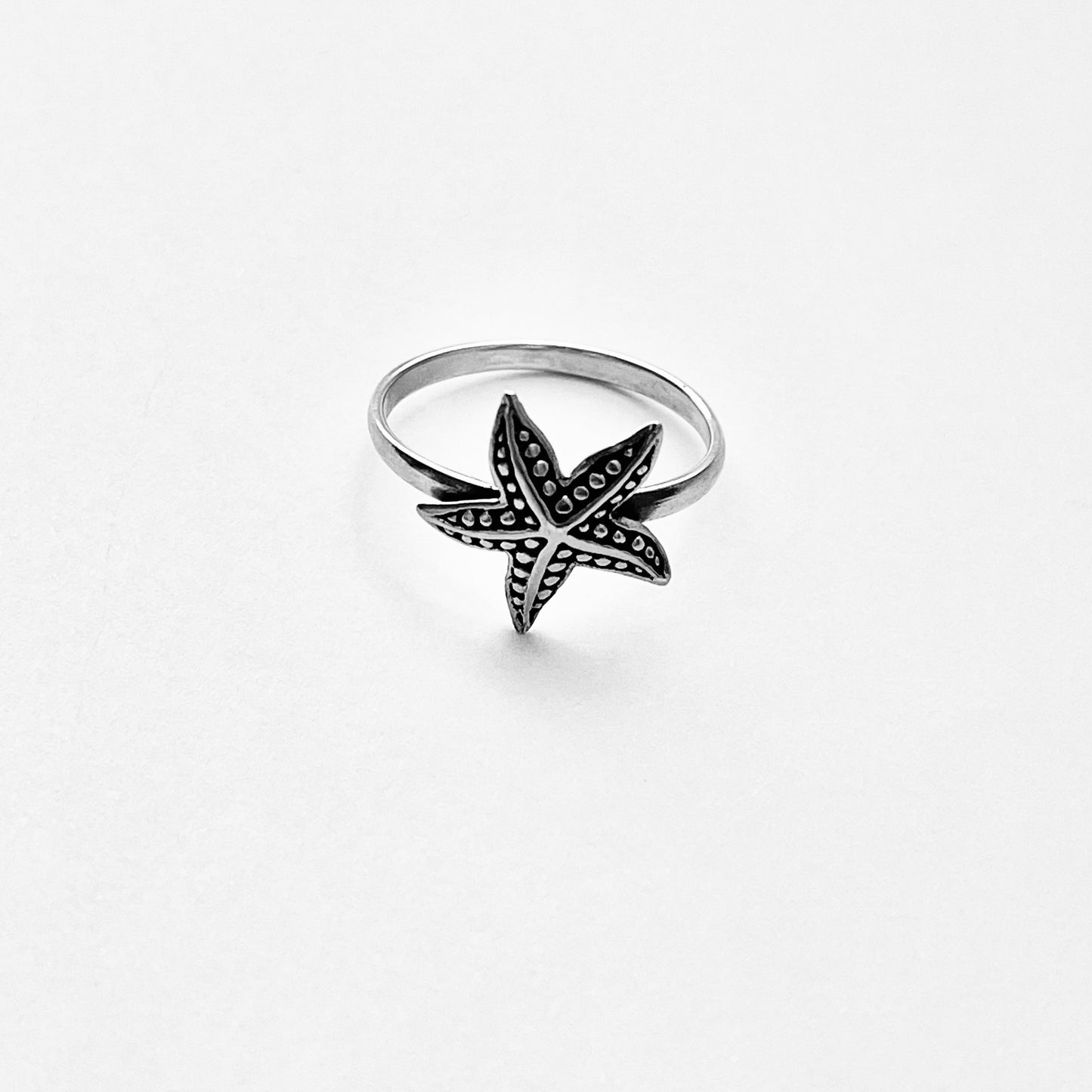 925 Sterling Silver Dainty Starfish Ring | Ocean Beach Sea Animal Silver Rings