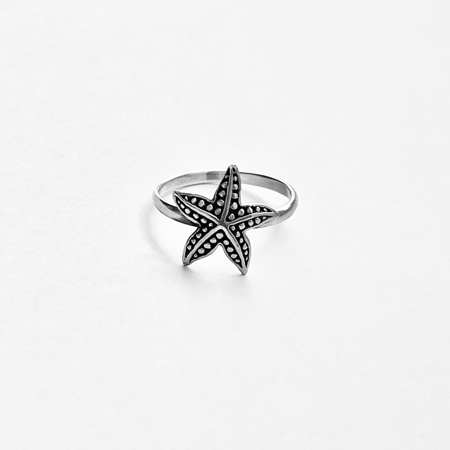 925 Sterling Silver Dainty Starfish Ring | Ocean Beach Sea Animal Silver Rings
