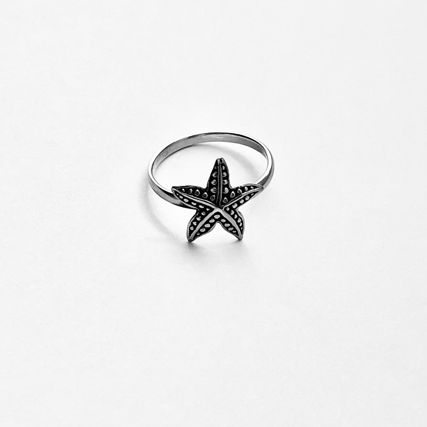 925 Sterling Silver Dainty Starfish Ring | Ocean Beach Sea Animal Silver Rings