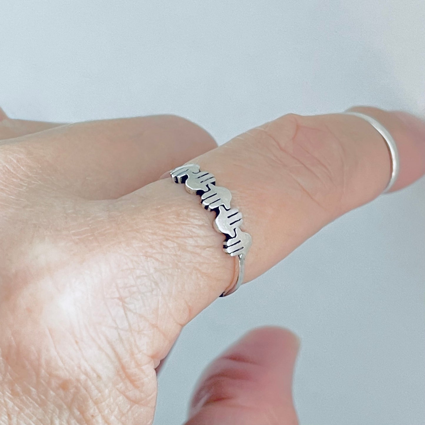 Sterling Silver Little Hamsa Hands Ring | Hand of Fatima Minimalist Religious Rings