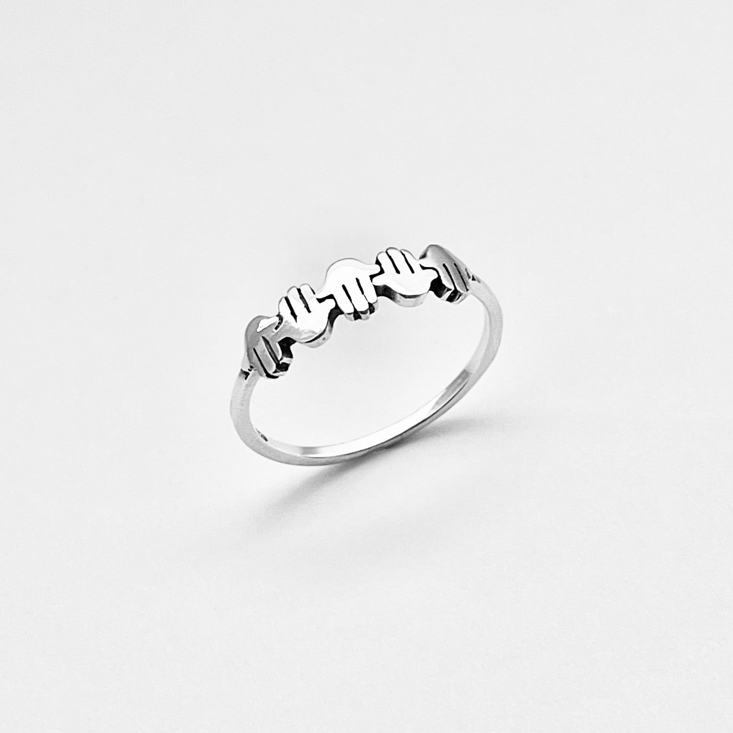 Sterling Silver Little Hamsa Hands Ring | Hand of Fatima Minimalist Religious Rings