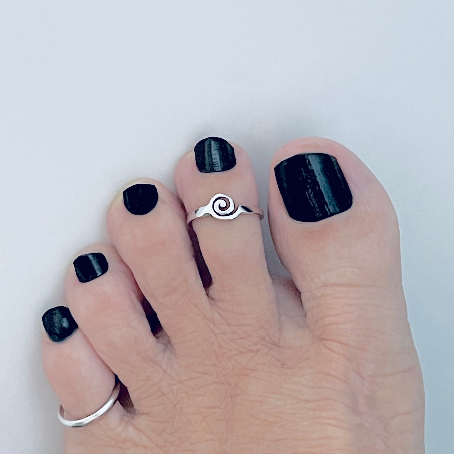 925 Sterling Silver Dainty Spiral Toe Ring | Swirl Midi Pinky Silver Rings
