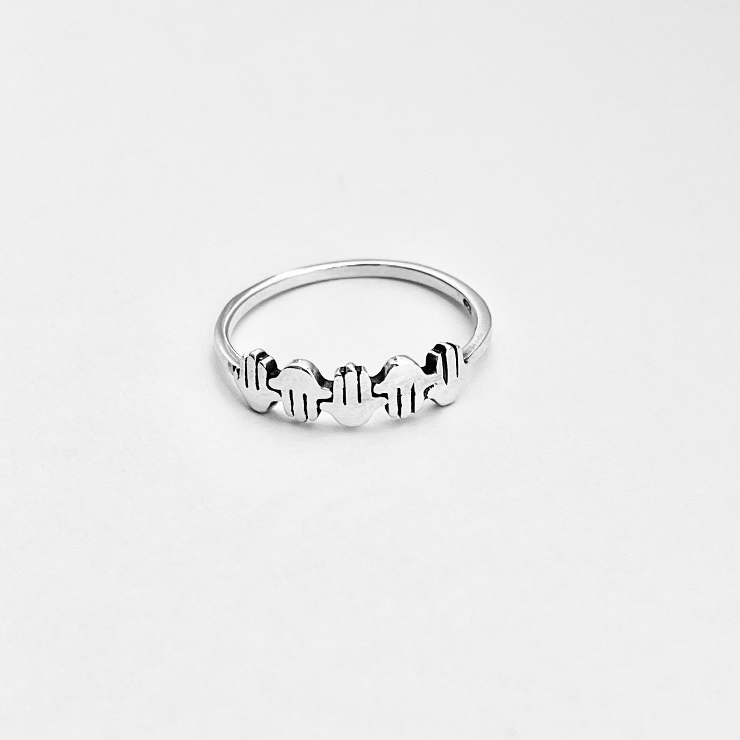 Sterling Silver Little Hamsa Hands Ring | Hand of Fatima Minimalist Religious Rings