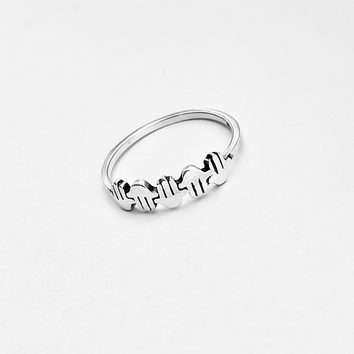 Sterling Silver Little Hamsa Hands Ring | Hand of Fatima Minimalist Religious Rings