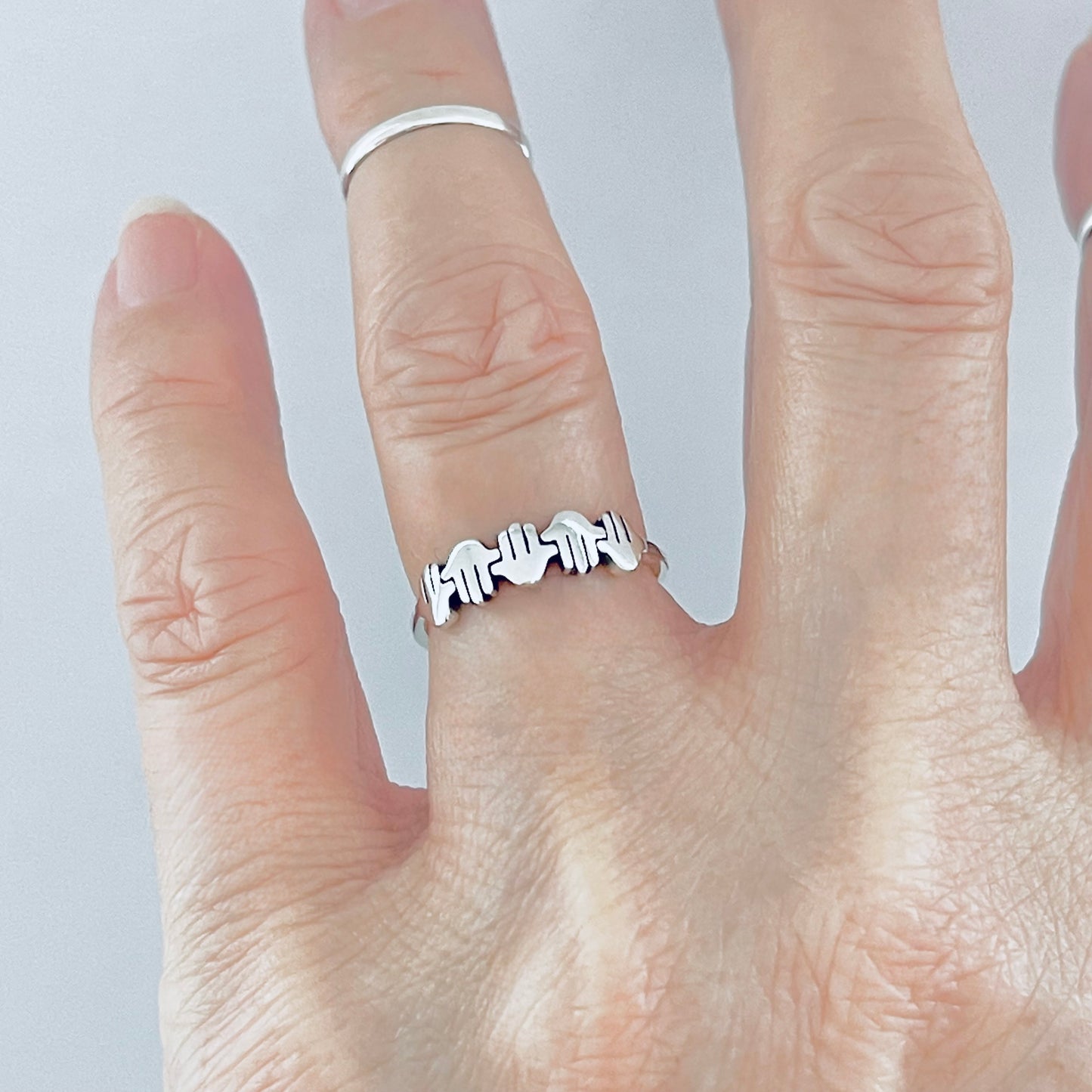 Sterling Silver Little Hamsa Hands Ring | Hand of Fatima Minimalist Religious Rings