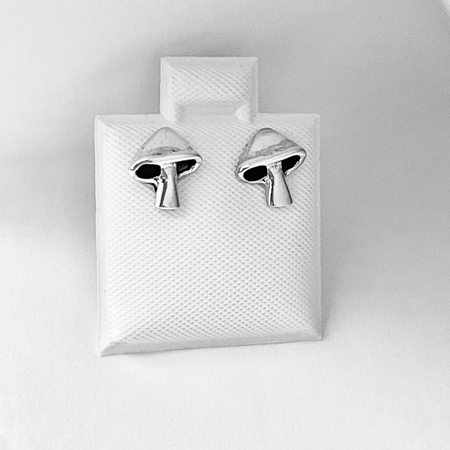 Sterling Silver Mushroom Stud Earrings | Nature-Inspired Food Jewelry