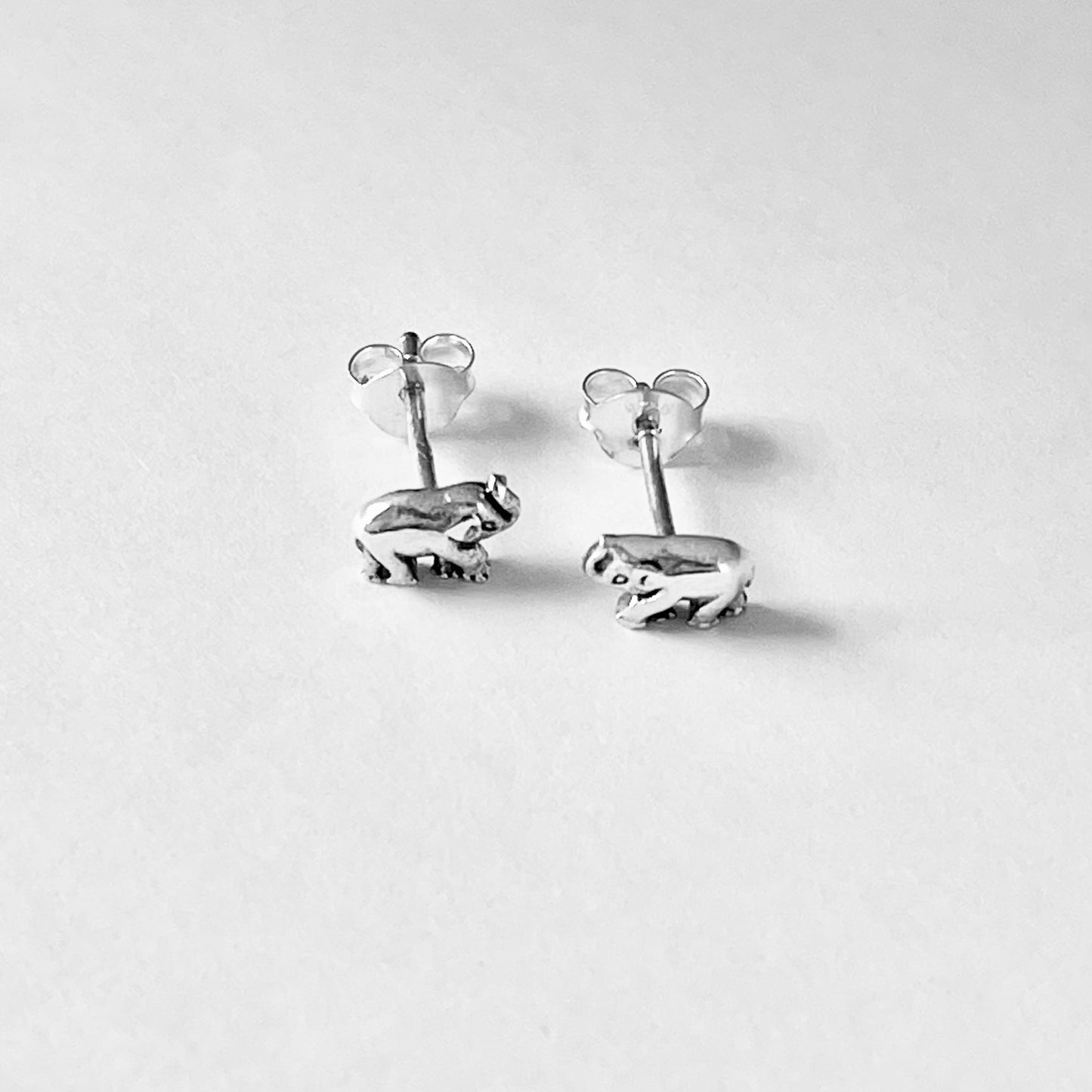 925 Sterling Silver Small Elephant Stud Earrings | Unisex Good Luck Animal Silver Earring