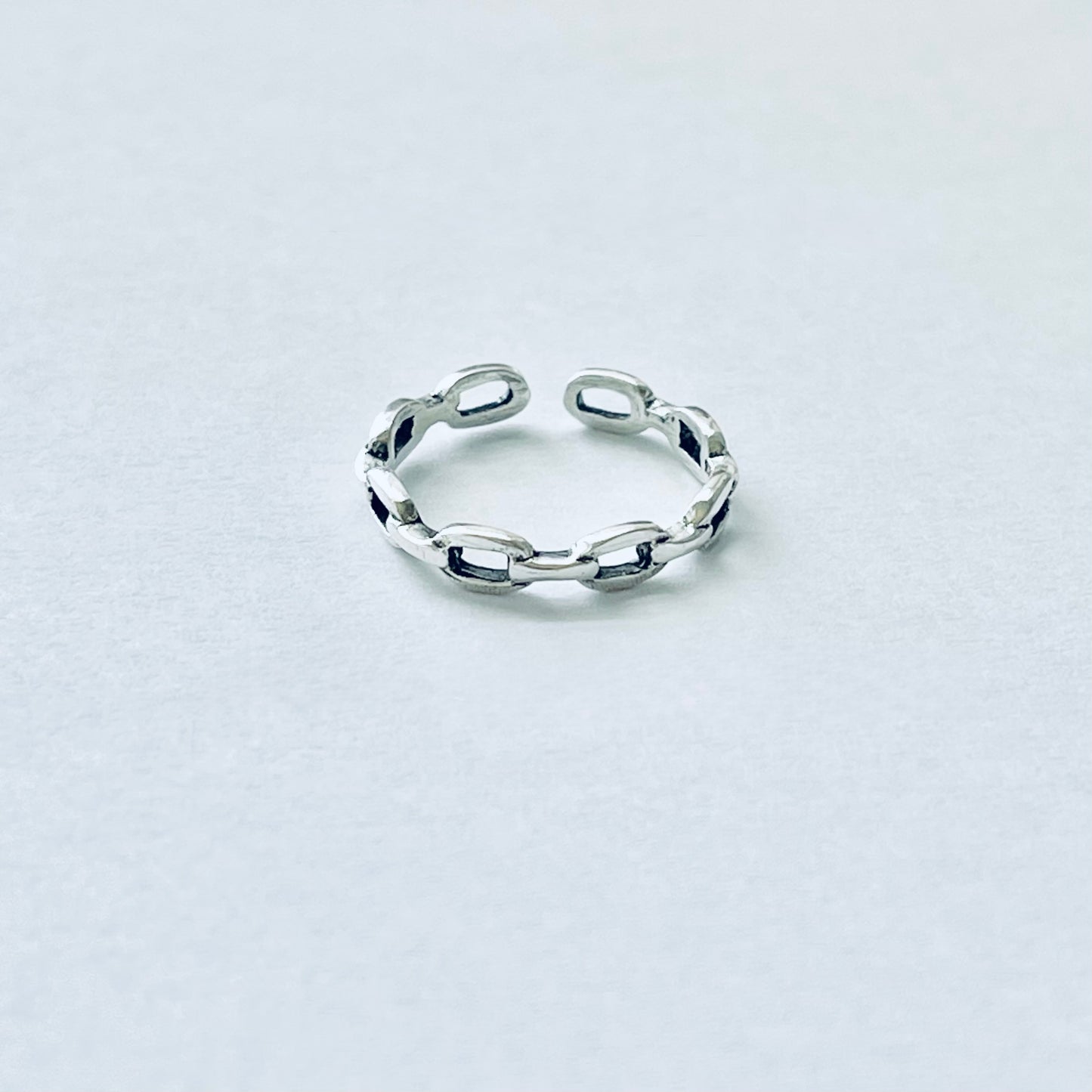 Sterling Silver Round Chain Link Toe Ring | Dainty Midi Pinky Silver Rings