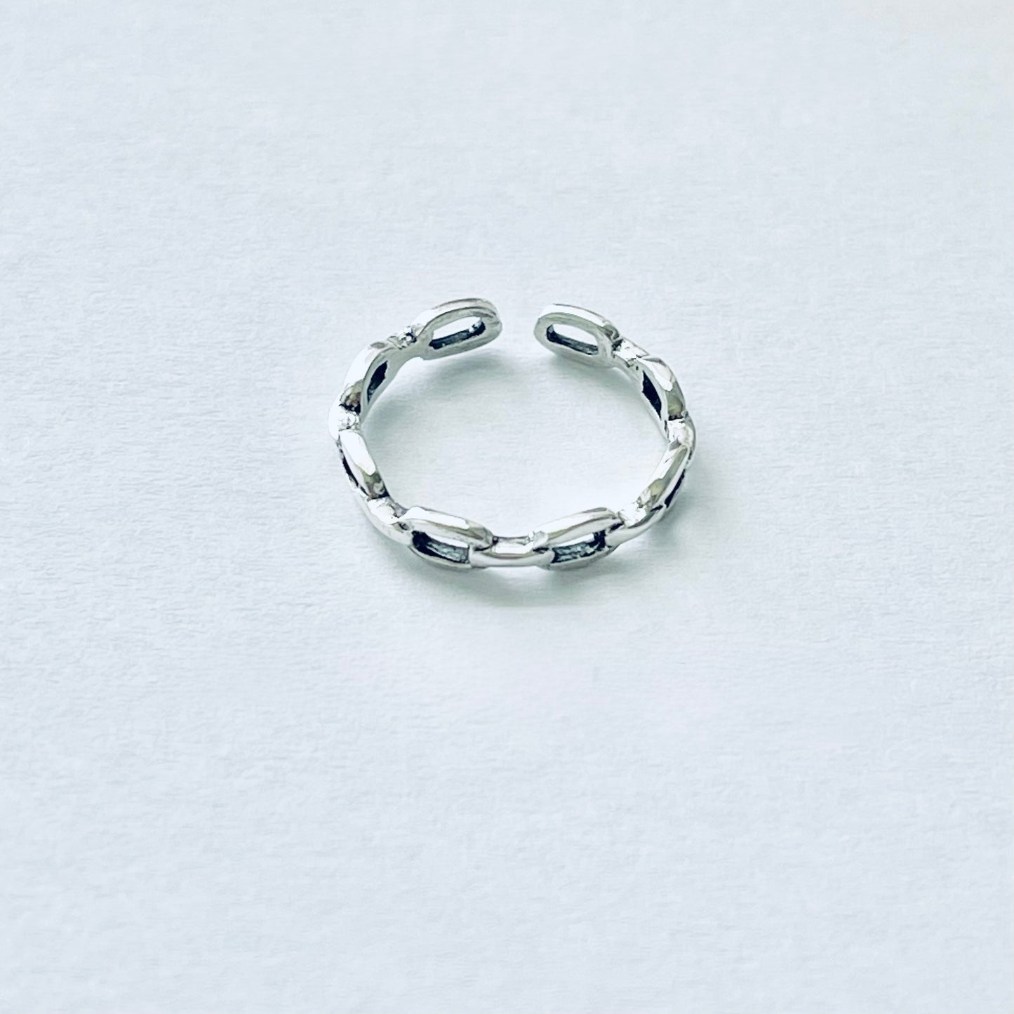 Sterling Silver Round Chain Link Toe Ring | Dainty Midi Pinky Silver Rings