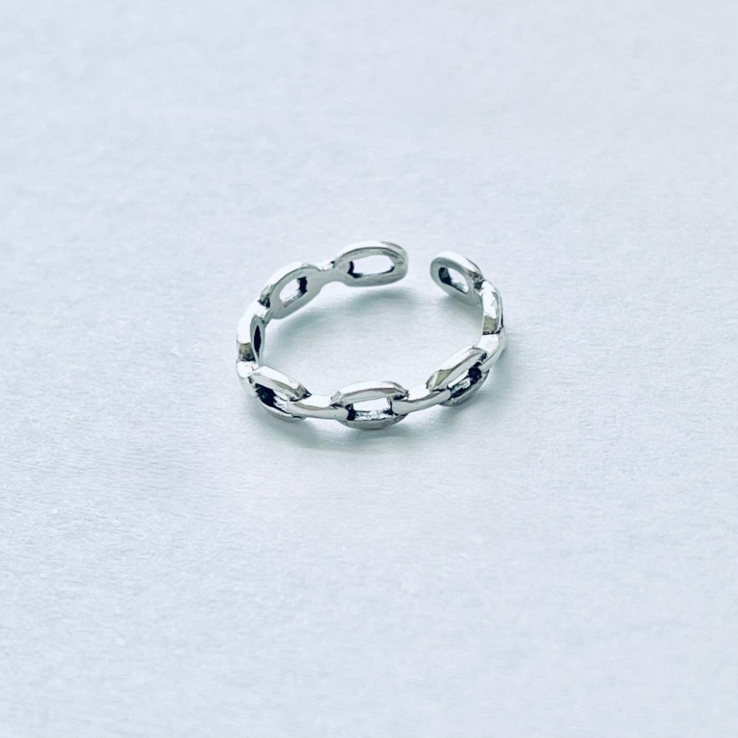 Sterling Silver Round Chain Link Toe Ring | Dainty Midi Pinky Silver Rings