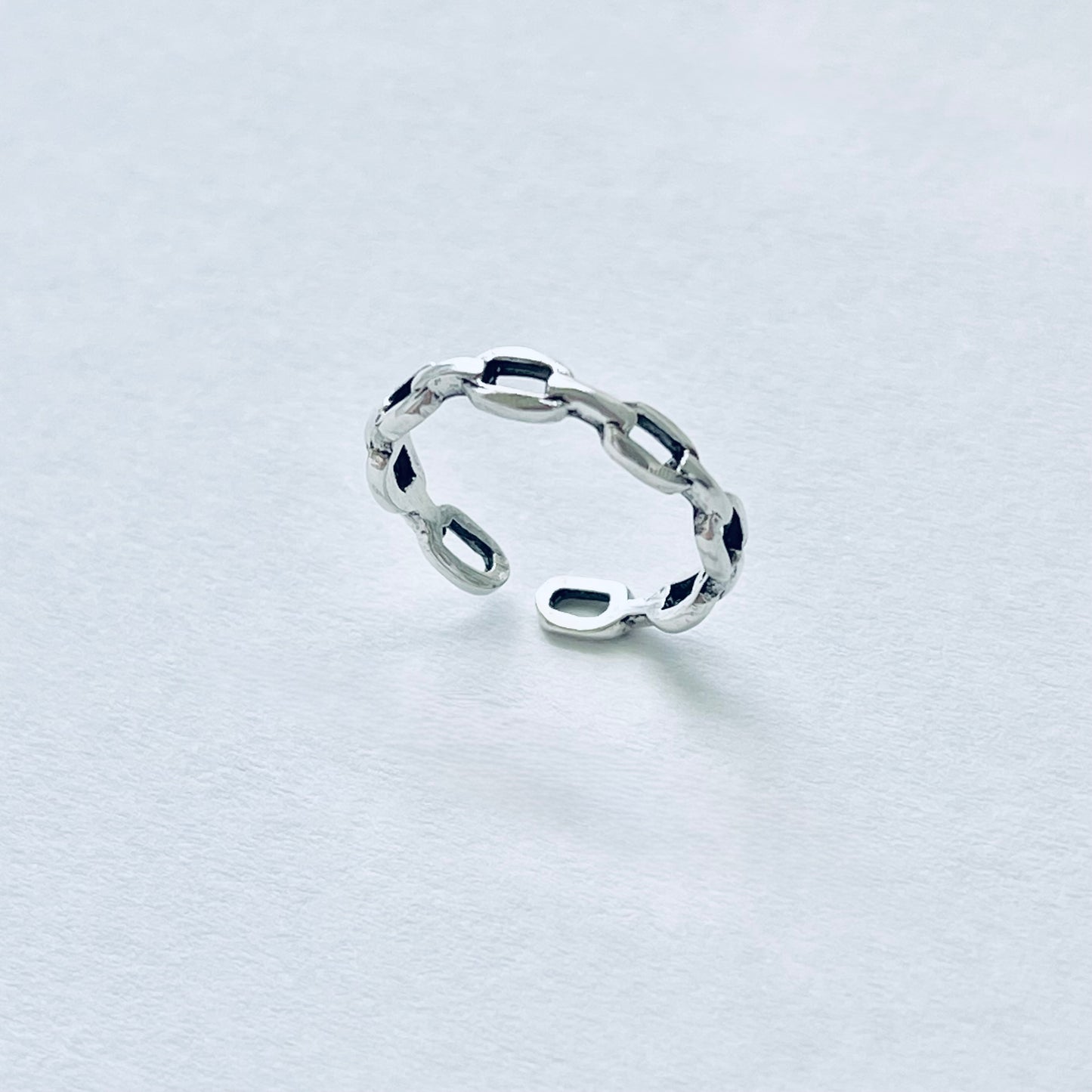 Sterling Silver Round Chain Link Toe Ring | Dainty Midi Pinky Silver Rings