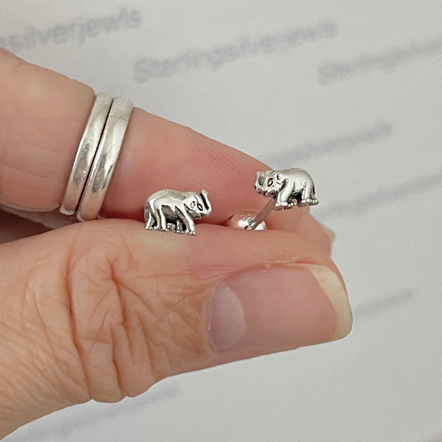 Sterling Silver Small Elephant Earring, Silver Stud Earrings, Good Luck Earring