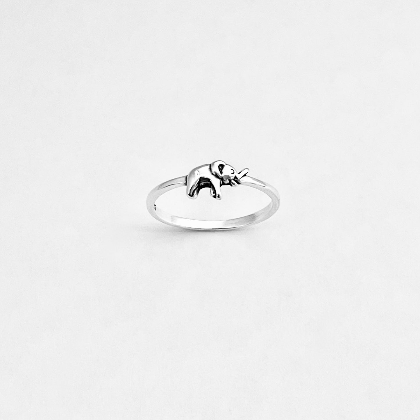 925 Sterling Silver Mini Elephant Ring | Dainty Good Luck Spirit Animal Silver Rings