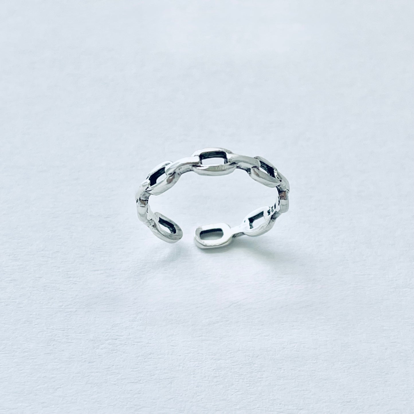 Sterling Silver Round Chain Link Toe Ring | Dainty Midi Pinky Silver Rings
