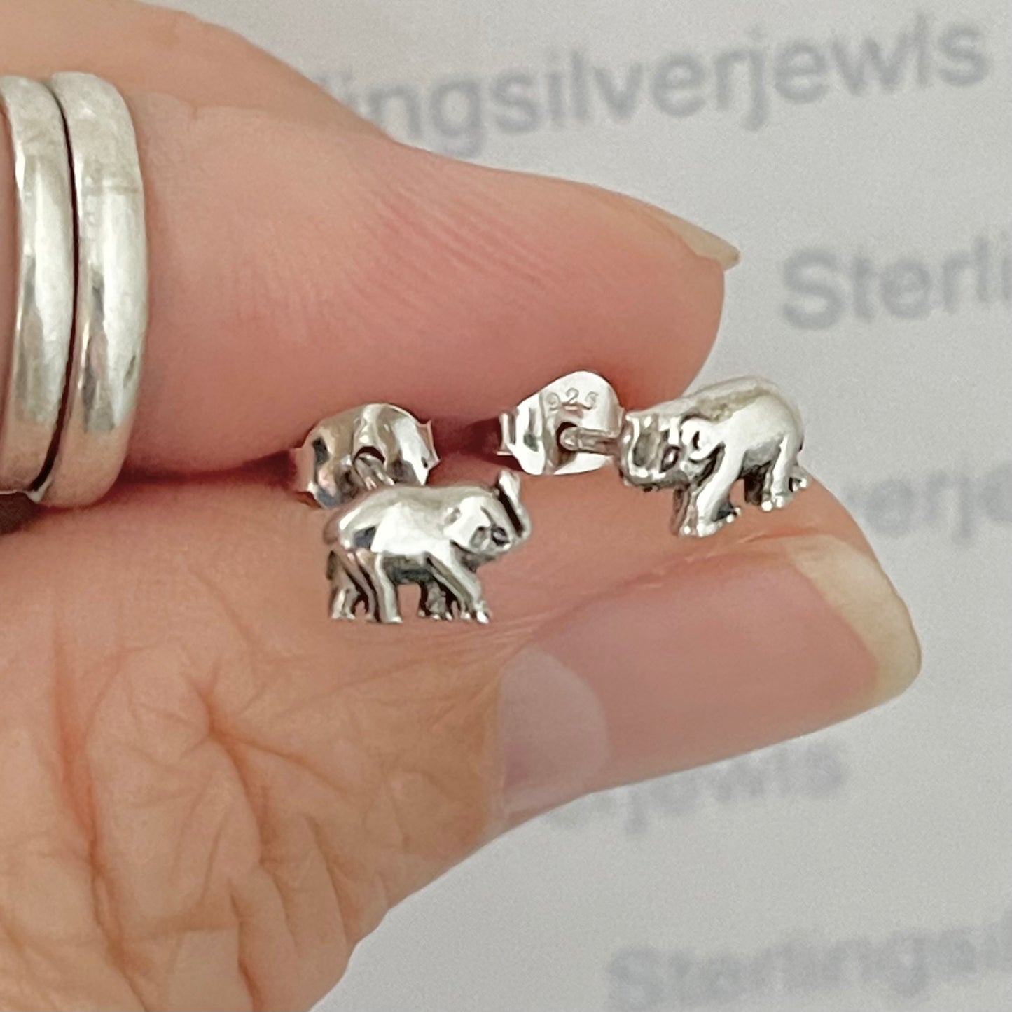 Sterling Silver Small Elephant Earring, Silver Stud Earrings, Good Luck Earring